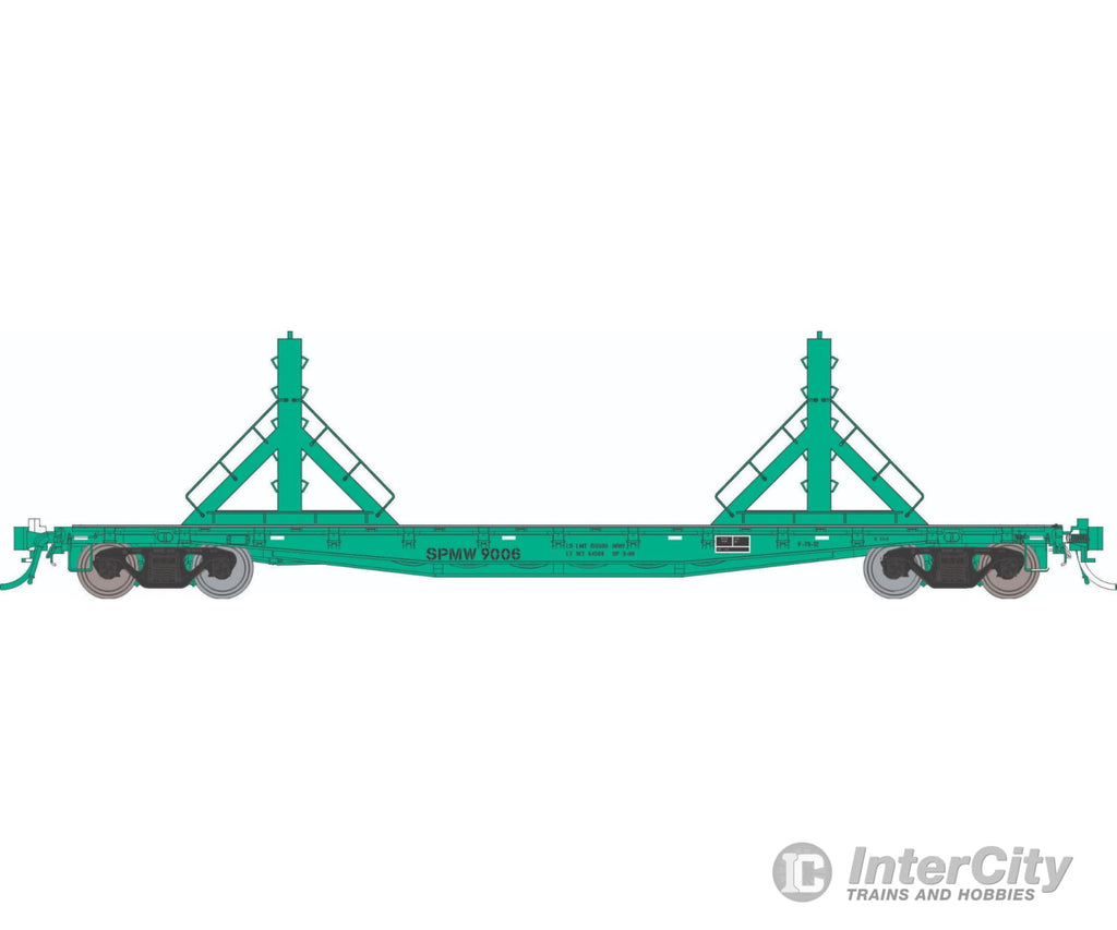 Rapido 138408A HO F30D 50’ Rail Flat Car: SP - MOW: Single Car Freight Cars