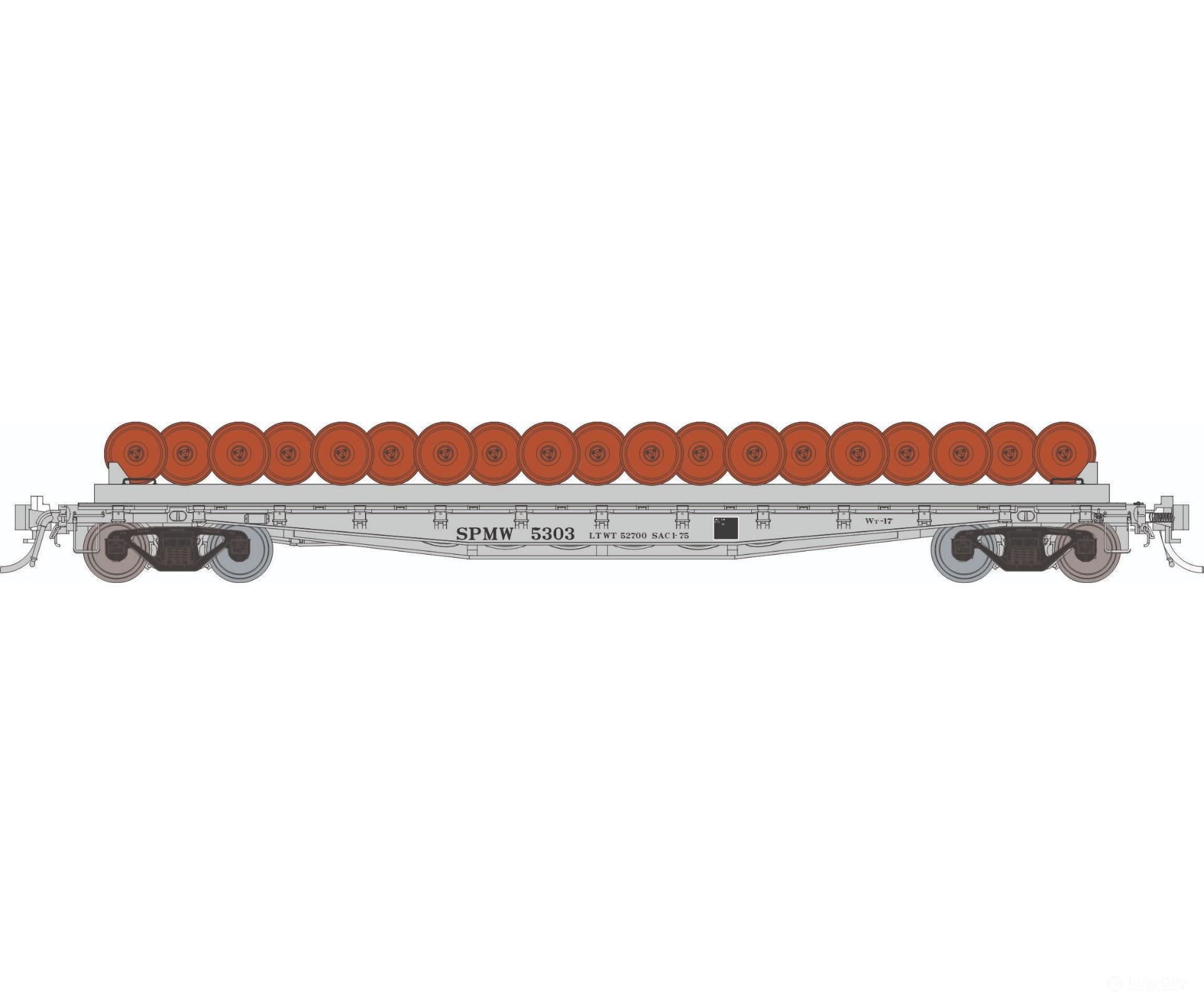 Rapido 138507A HO F30D 50’ Wheel Flat Car: SP - MOW: Single Car Freight Cars