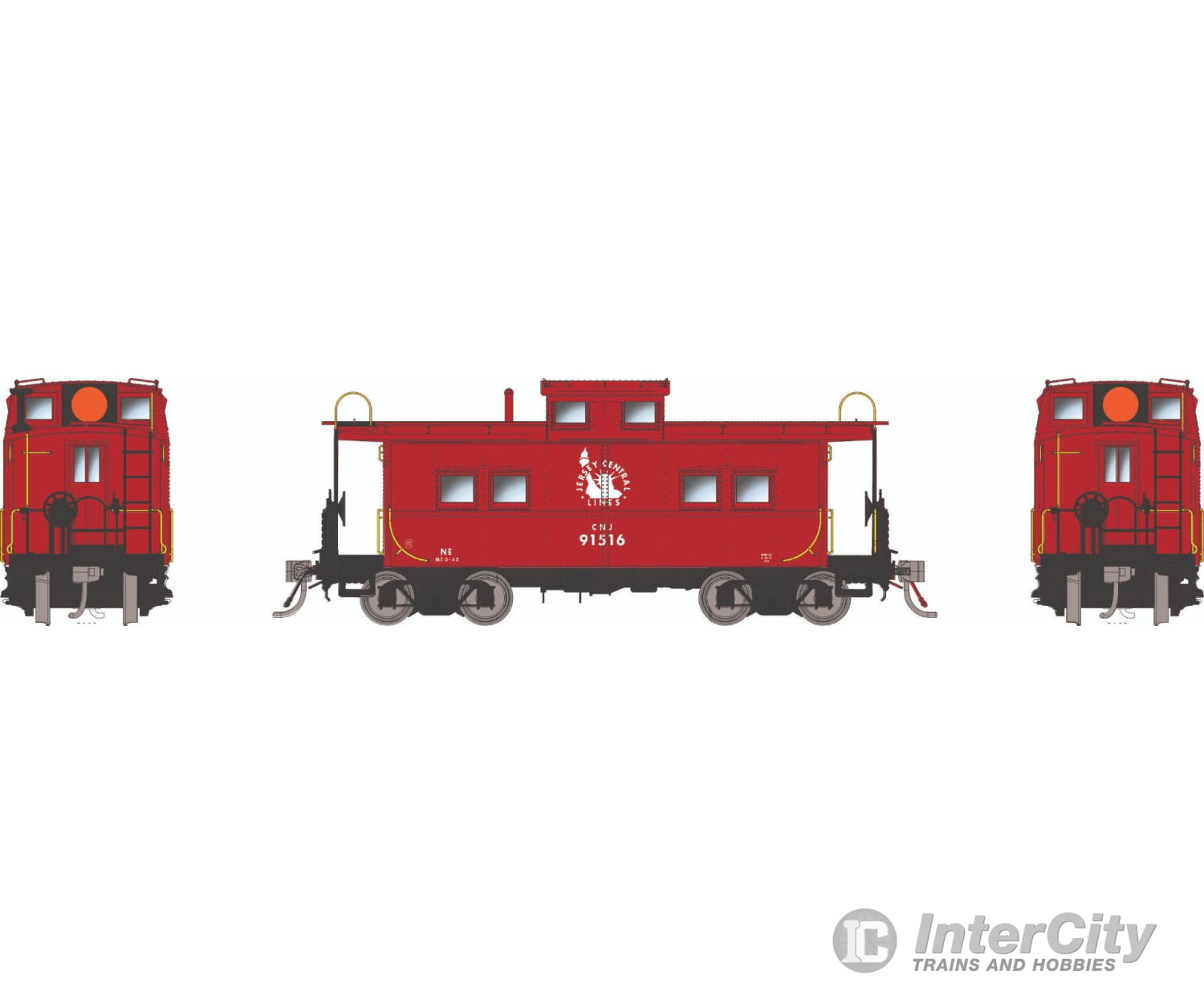 Rapido 144038 HO Northeastern-style Steel Caboose: CNJ - Lines Logo: #91512 Freight Cars