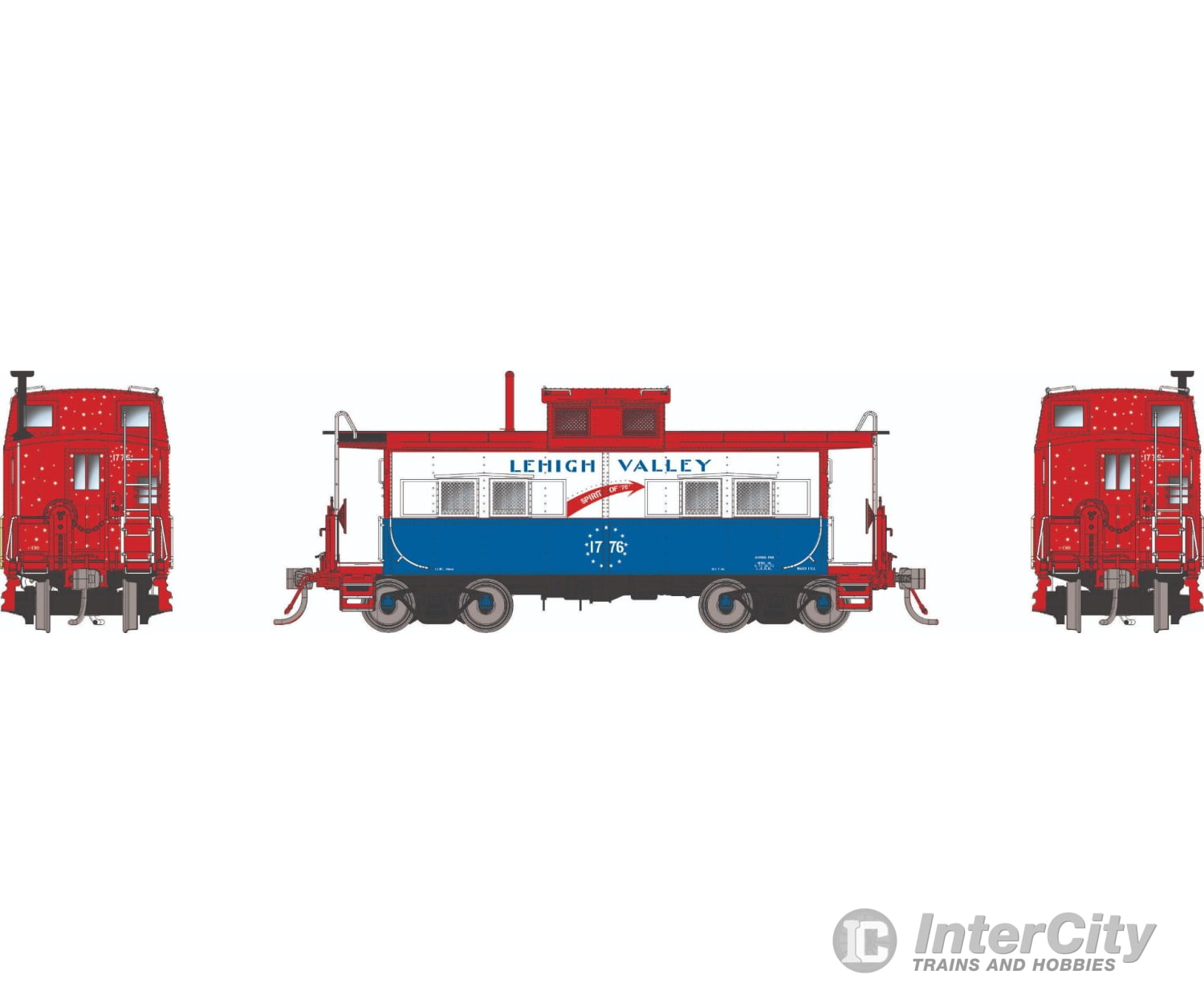 Rapido 144040 HO Northeastern-style Steel Caboose: LV - Bicentennial Scheme: #1776 Freight Cars