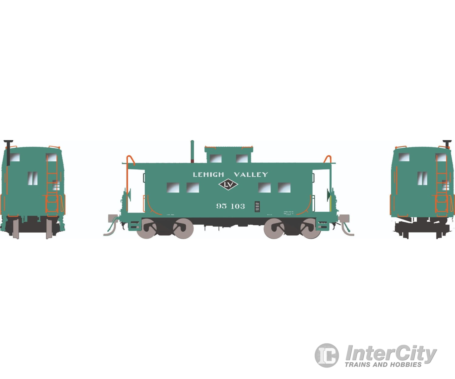 Rapido 144042 HO Northeastern-style Steel Caboose: LV - Green Scheme: #95027 Freight Cars