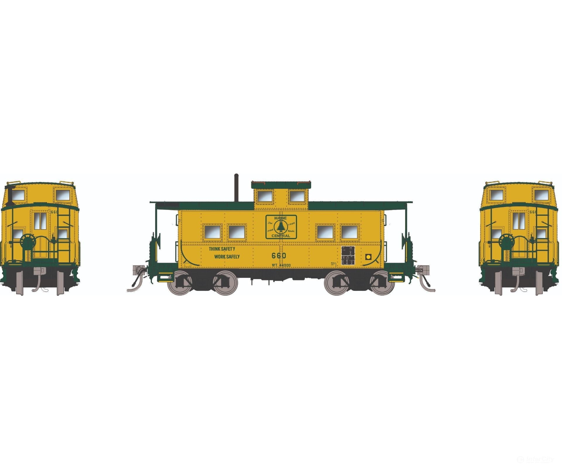 Rapido 144044 HO Northeastern-style Steel Caboose: MEC - Pine Tree Scheme: #660 Freight Cars