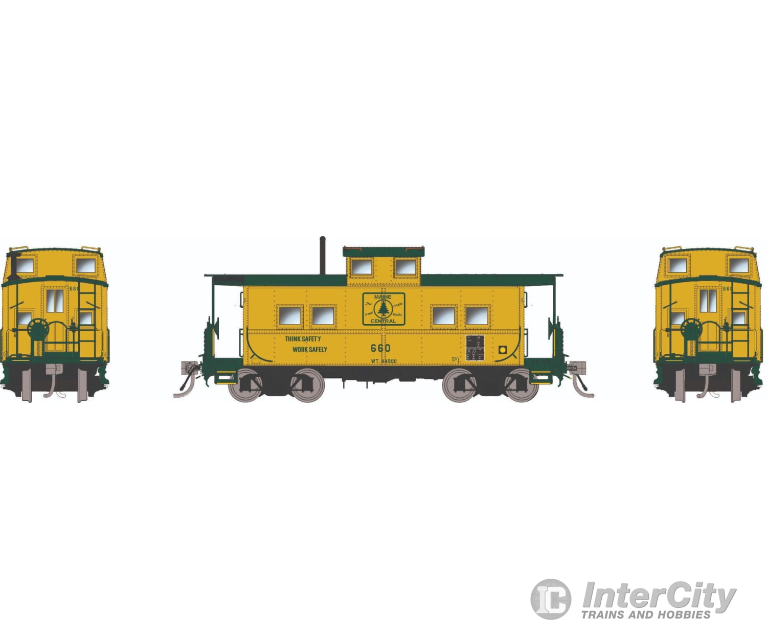 Rapido 144045 HO Northeastern-style Steel Caboose: MEC - Pine Tree Scheme: #662 Freight Cars