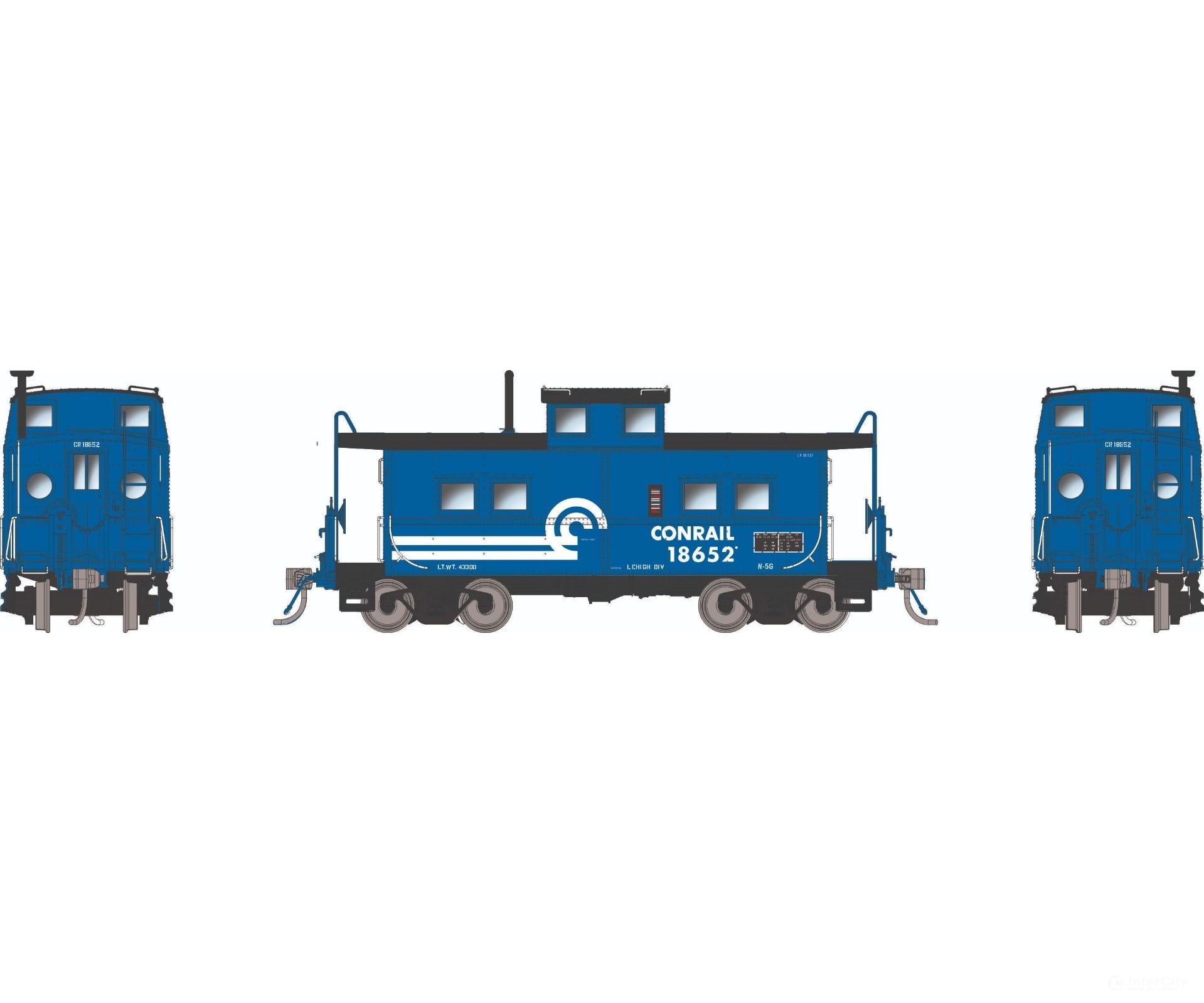 Rapido 144105 HO Northeastern-style Caboose w/ porthole windows: Conrail: #18652 Freight Cars