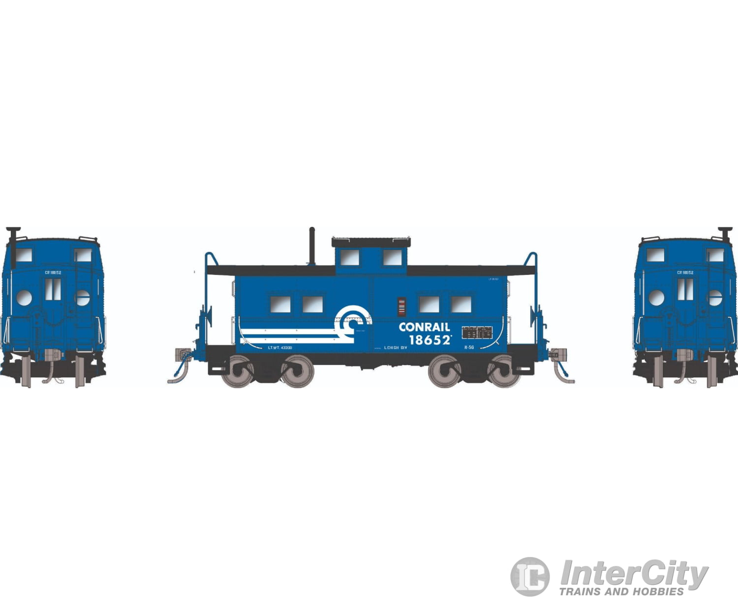 Rapido 144105 HO Northeastern-style Caboose w/ porthole windows: Conrail: #18652 Freight Cars