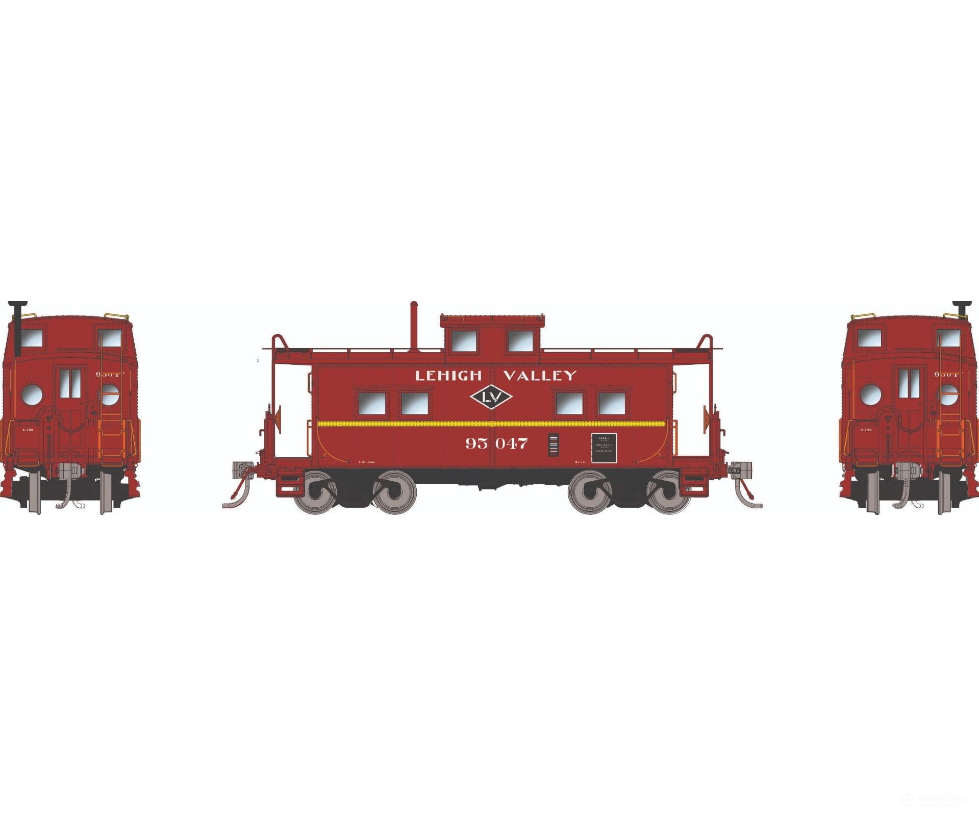 Rapido 144109 HO Northeastern-style Caboose w/ porthole windows: LV - Black Diamond: #95133 Freight Cars