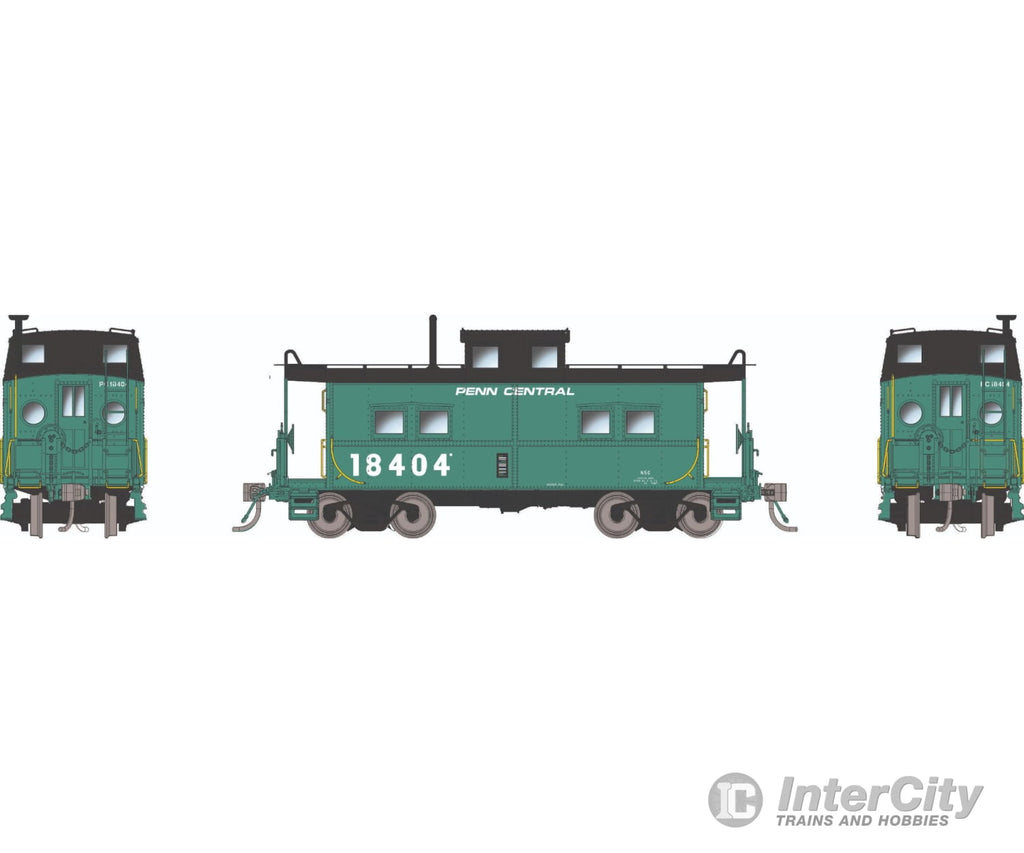 Rapido 144110 HO Northeastern-style Caboose w/ porthole windows: PC - Green: #18404 Freight Cars