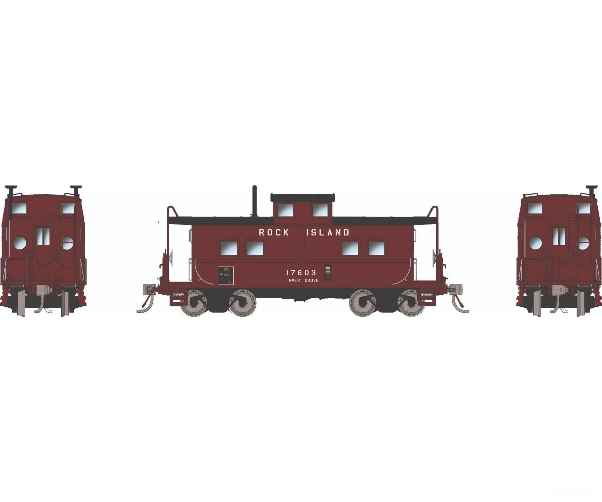 Rapido 144113 HO Northeastern-style Caboose w/ porthole windows: RI - Maroon Scheme: #17601 Freight Cars