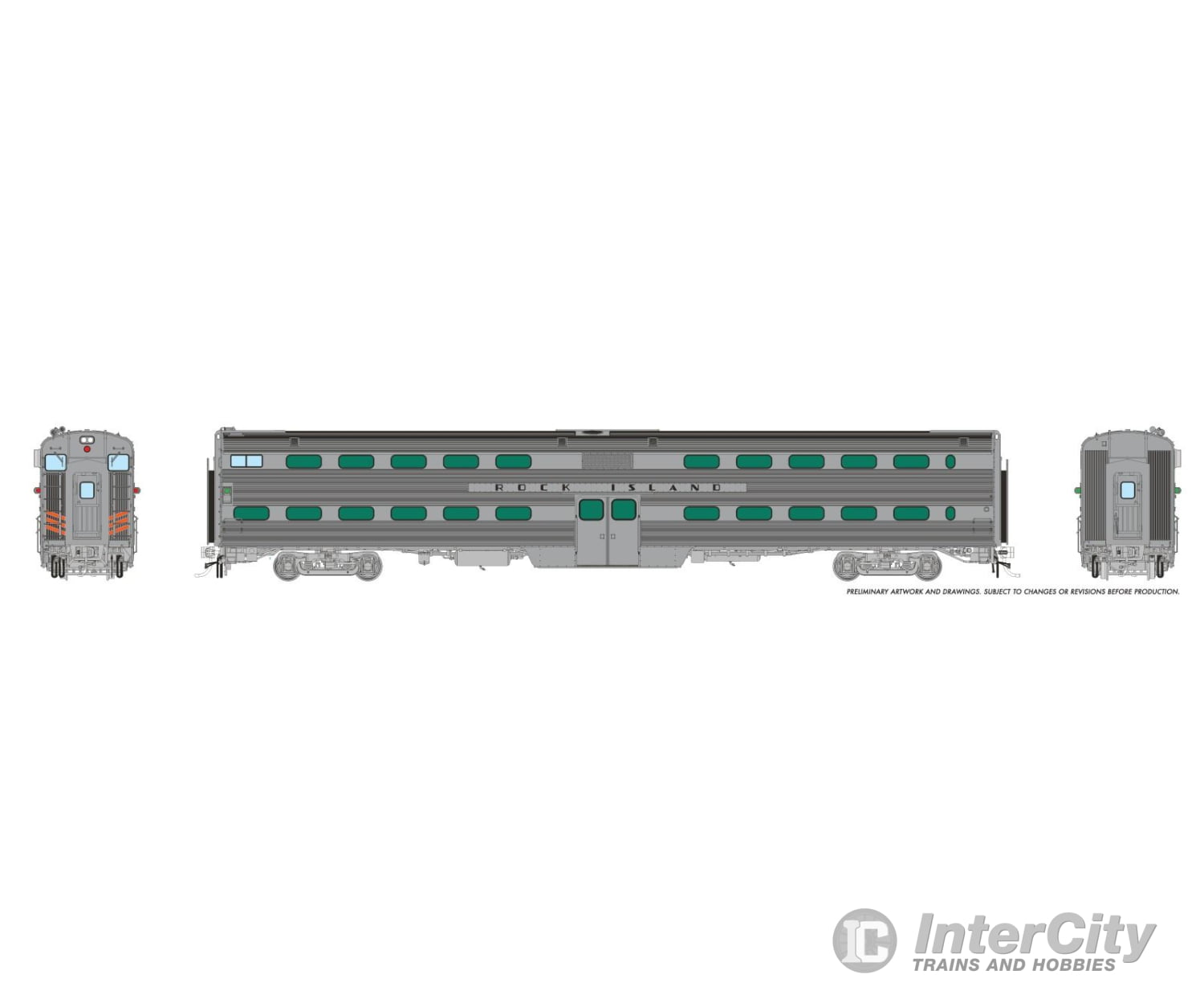 Rapido 145018 HO Gallery Commuter Car: Rock Island: Set #2 (Cab: 114 Coaches: 148 153) Passenger Cars