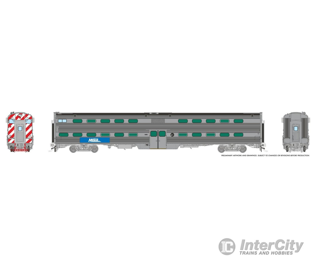 Rapido 145028 HO Gallery Commuter Car: Metra - Modern Logo: Set #2 (Cab: 8274 Coaches: 7310 7348) Passenger Cars