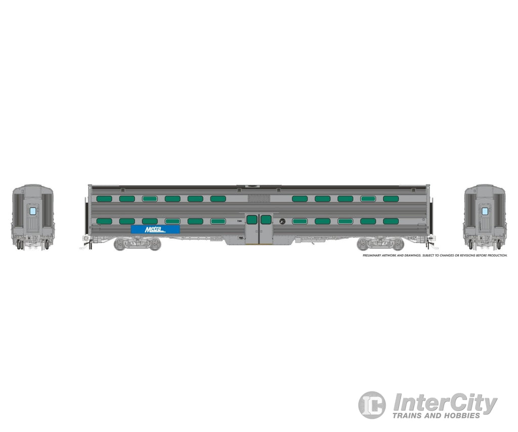 Rapido 145029 HO Gallery Commuter Car: Metra - Modern Logo Coach: #7300 Passenger Cars