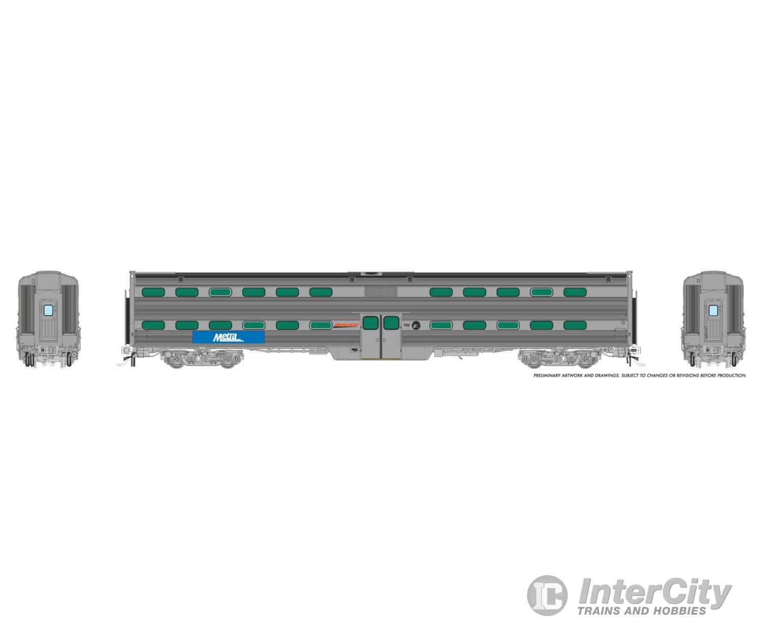 Rapido 145033 HO Gallery Commuter Car: Metra - Modern Logo w/BNSF Coach: #7106 Passenger Cars
