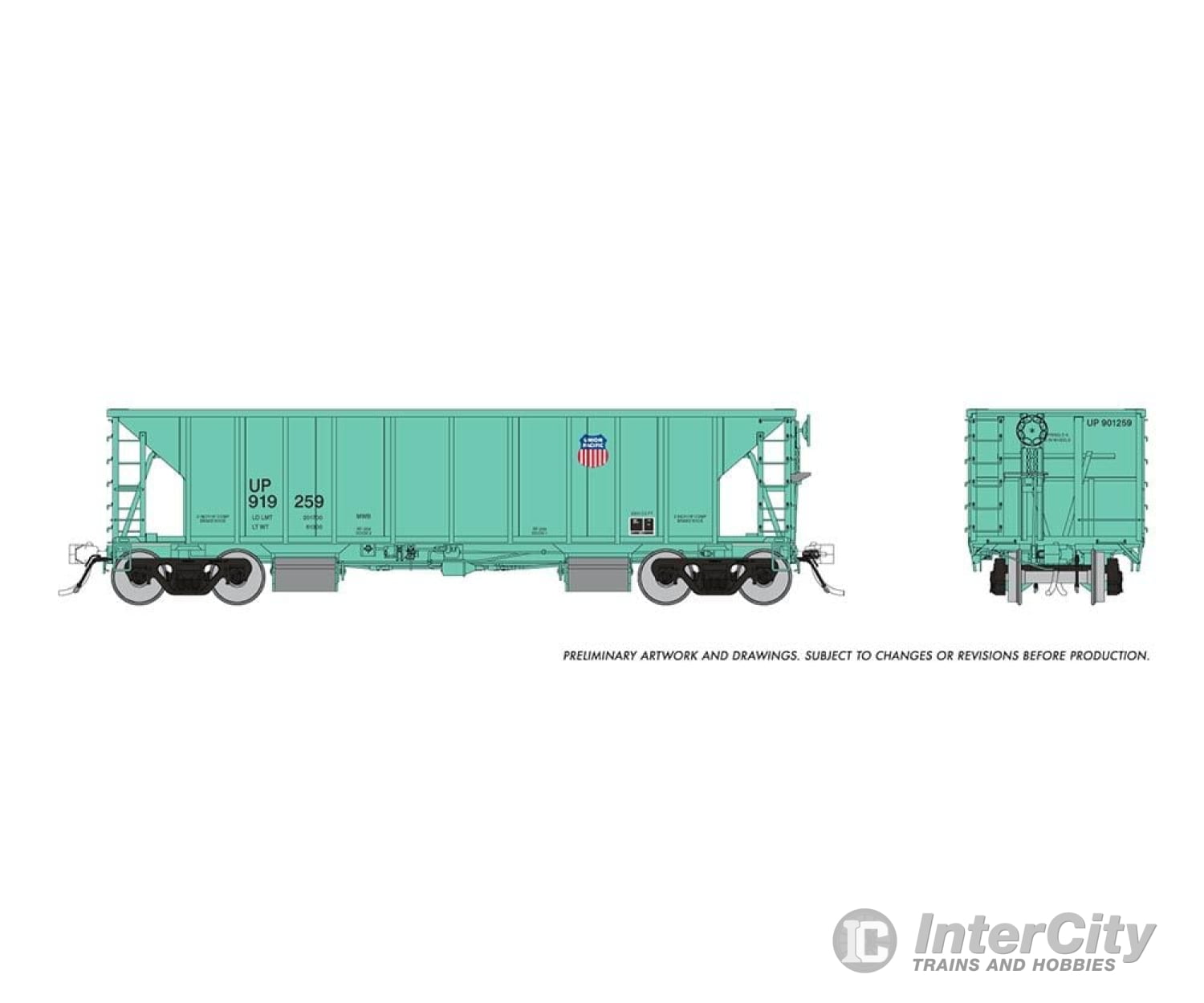 Rapido 158012 Ho Nsc Ballast Car: Union Pacific - Late: 6-Pack Freight Cars