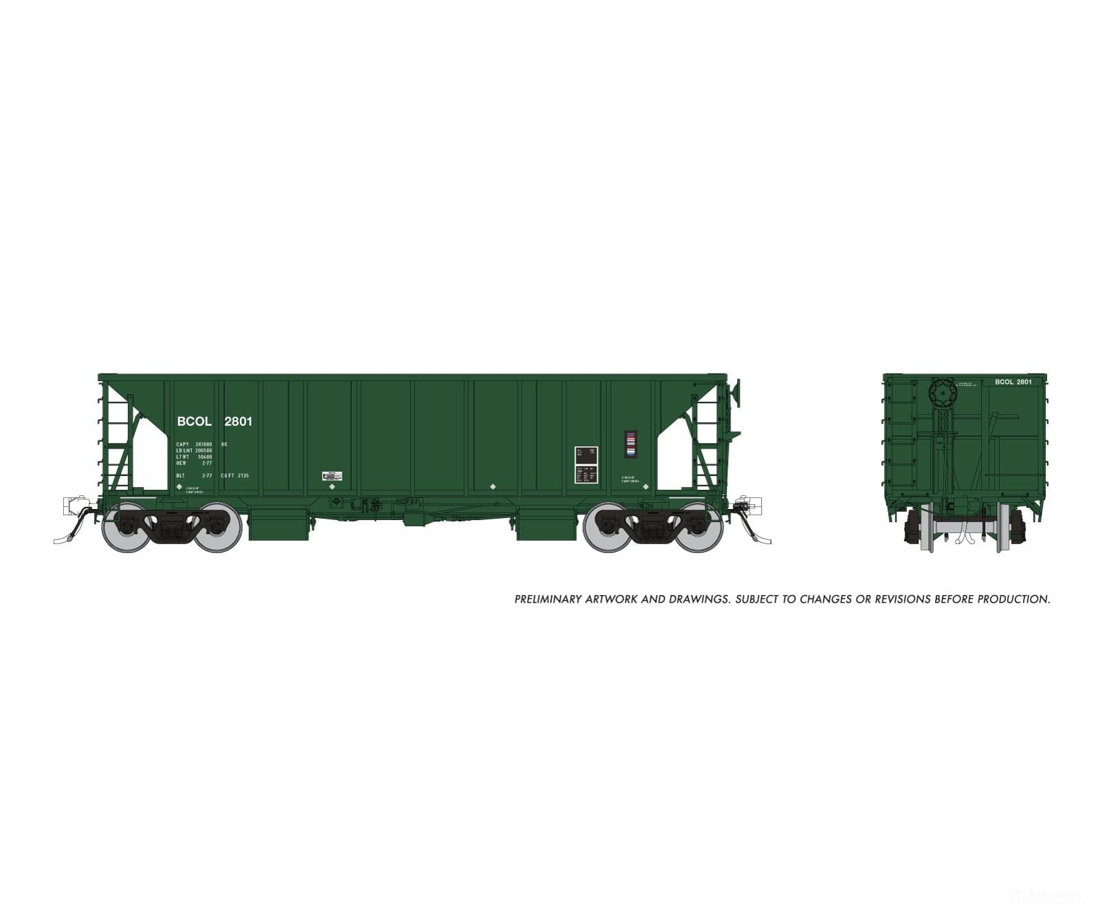 Rapido 158017A Ho Nsc Ballast Car: Bc Rail - Early: Single Car #2 Freight Cars