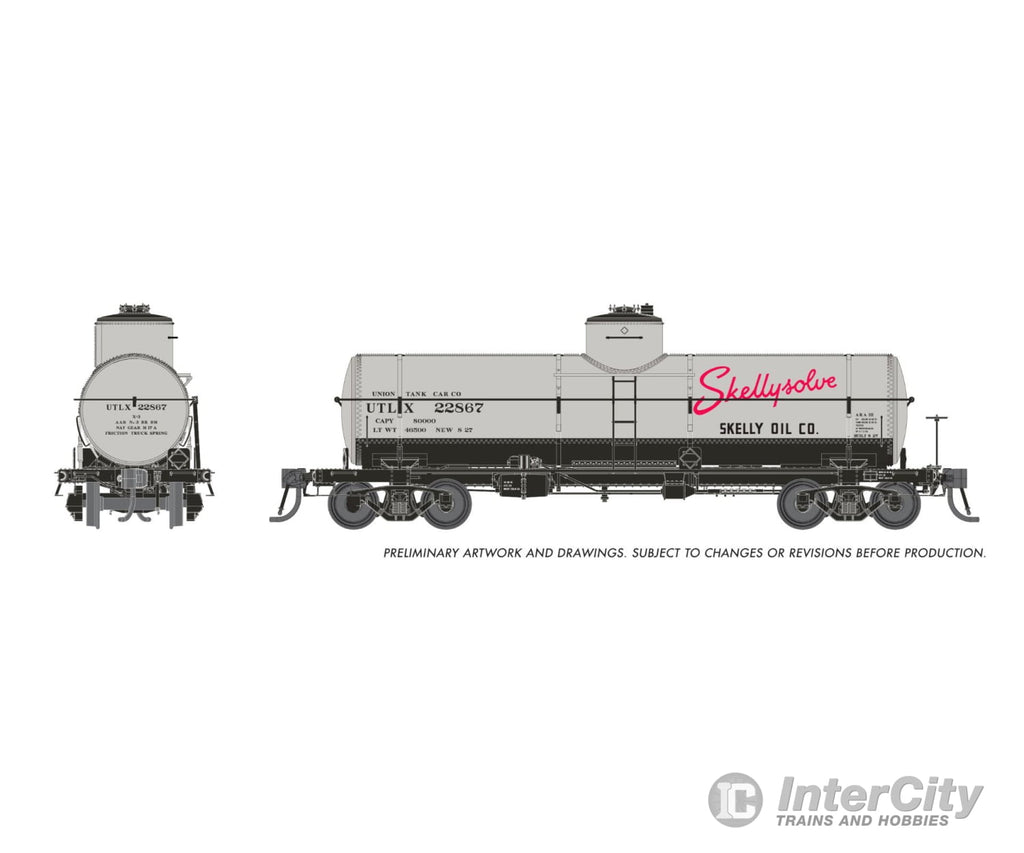 Rapido 159101 HO Union X-3 8K gal Tankcar: UTLX - Skellysolve Original: 6-Pack #1 Freight Cars