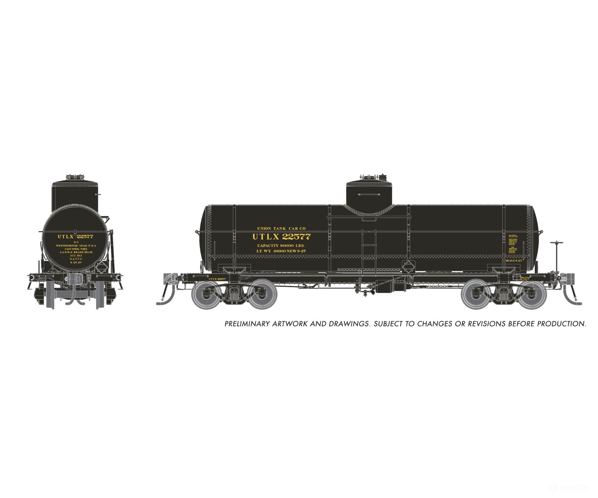 Rapido 159102A HO Union X-3 8K gal Tankcar: UTLX - 1927 Paint Scheme: Single Car #1 Freight Cars