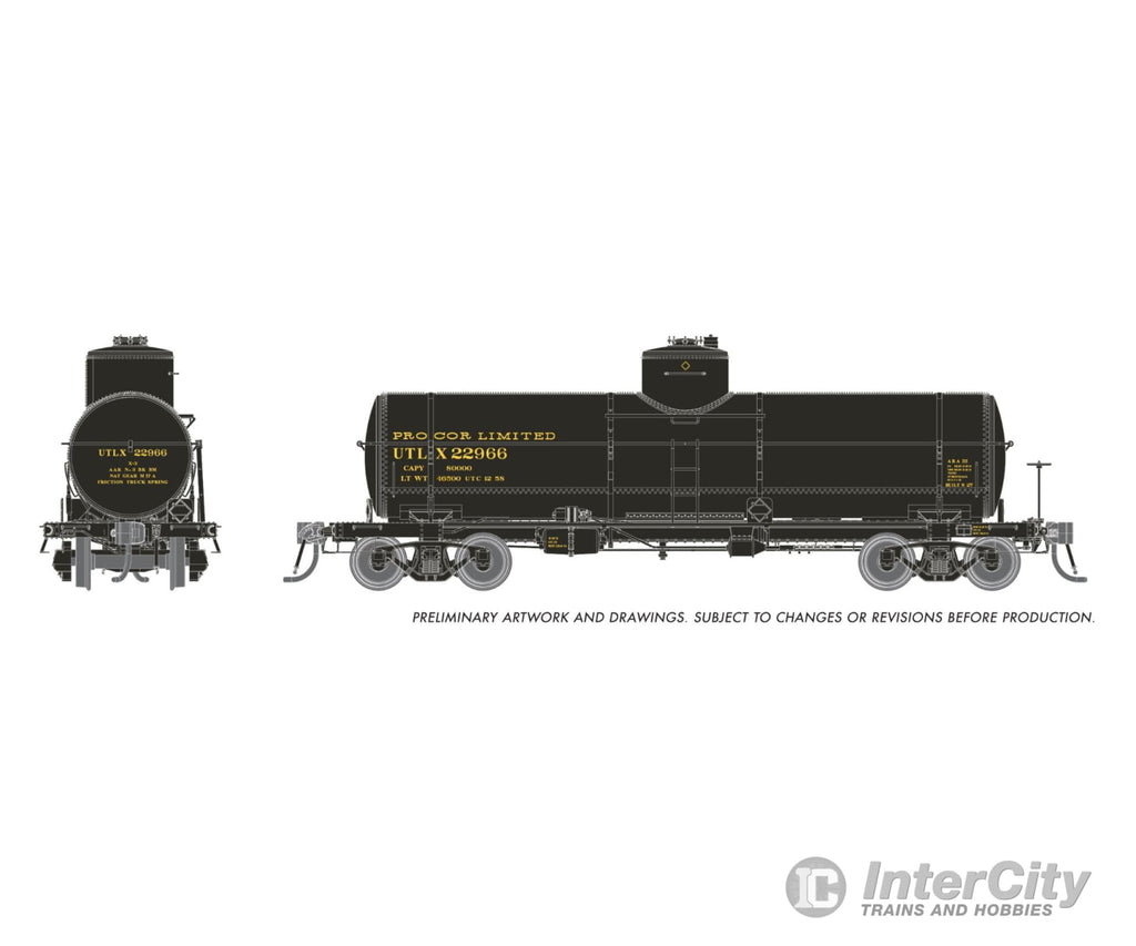 Rapido 159107A HO Union X-3 8K gal Tankcar: Procor Limited: Single Car #3 Freight Cars