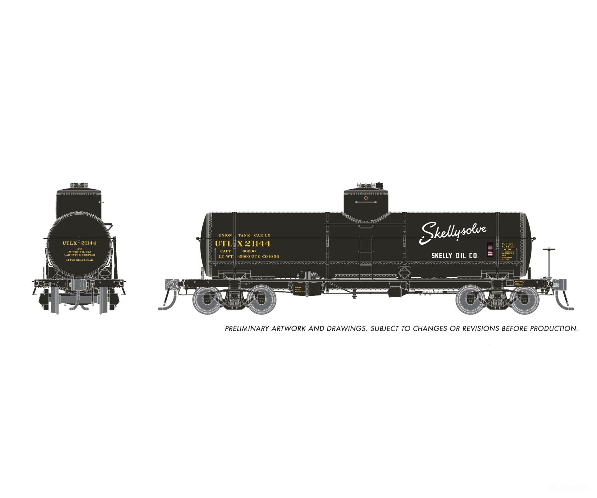 Rapido 159109 HO Union X-3 8K gal Tankcar: UTLX - Skellysolve Later: #21144 Freight Cars