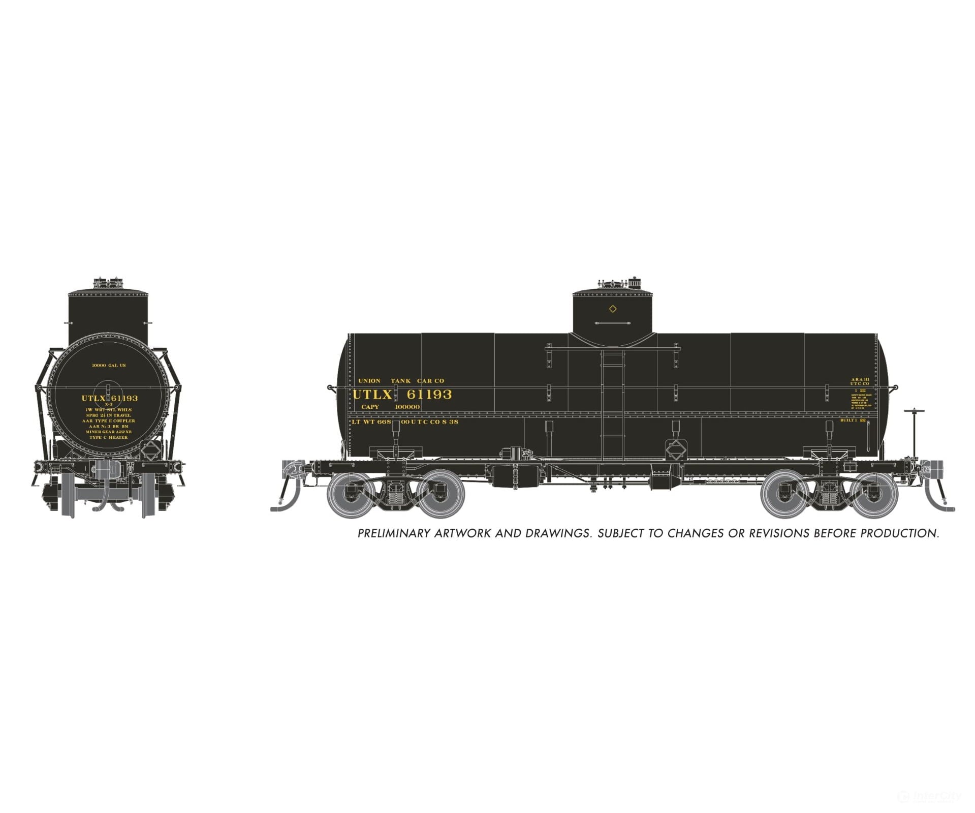 Rapido 159201A HO Union X-3 10K gal Tankcar: UTLX - Late 1930s Scheme: Single Car Freight Cars