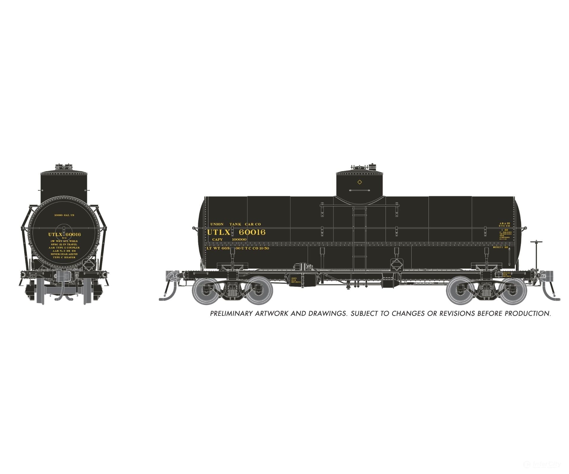 Rapido 159202 HO Union X-3 10K gal Tankcar: UTLX - 1950s Scheme: 6-Pack Freight Cars