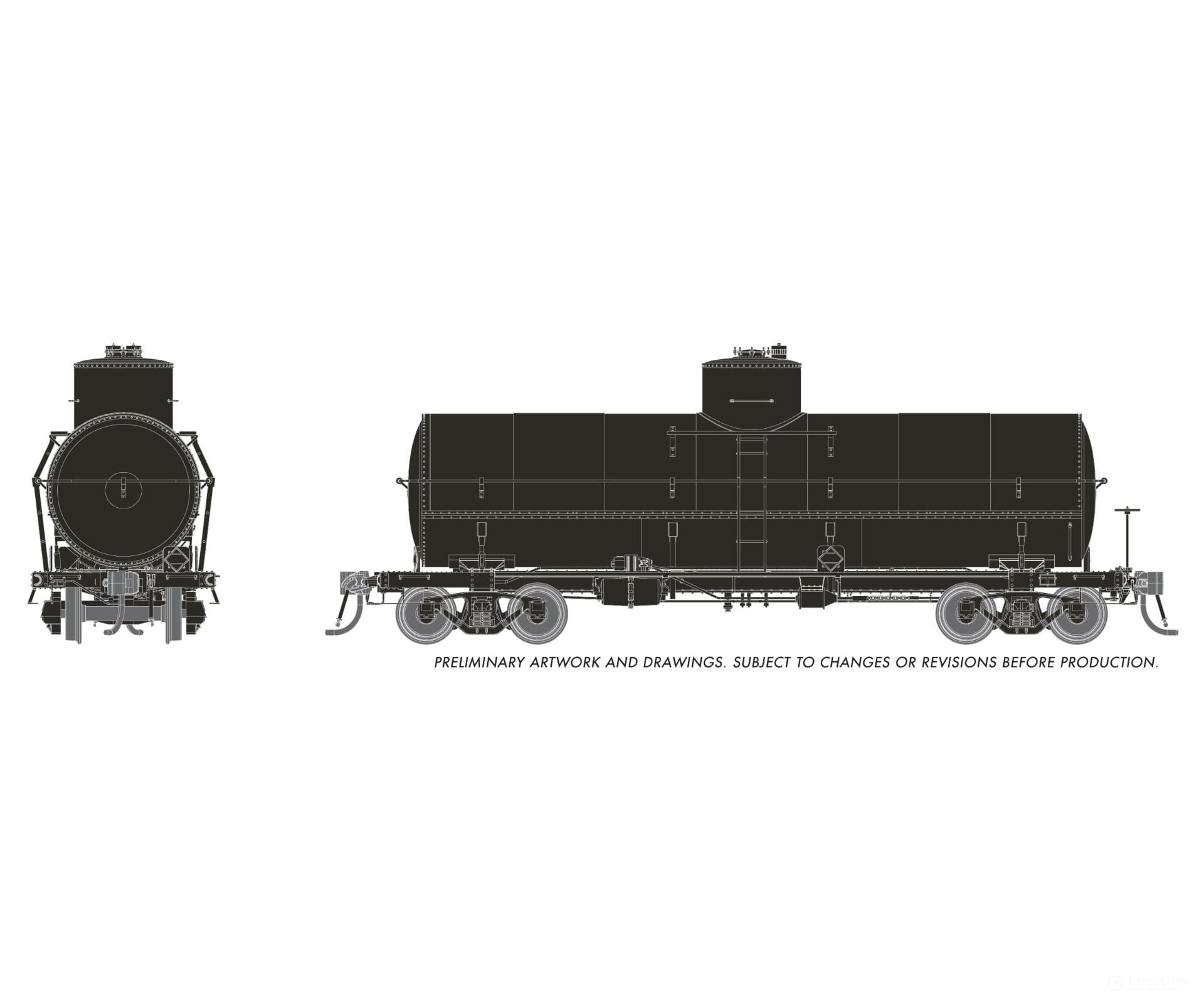 Rapido 159299 HO Union X-3 10K gal Tankcar: Undecorated w/AB-Brakes Freight Cars