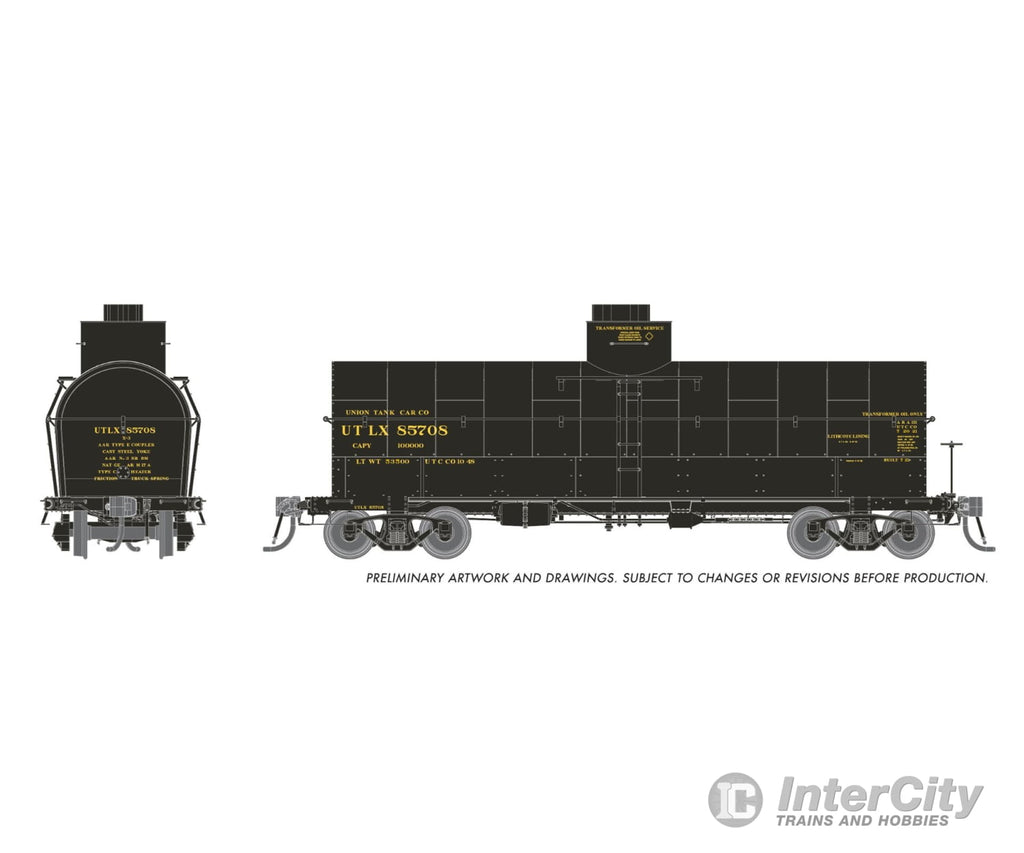 Rapido 159301A HO Union X-3 ’Breadbox’ Tankcar: UTLX - Late 1930s Scheme: Single Car Freight Cars