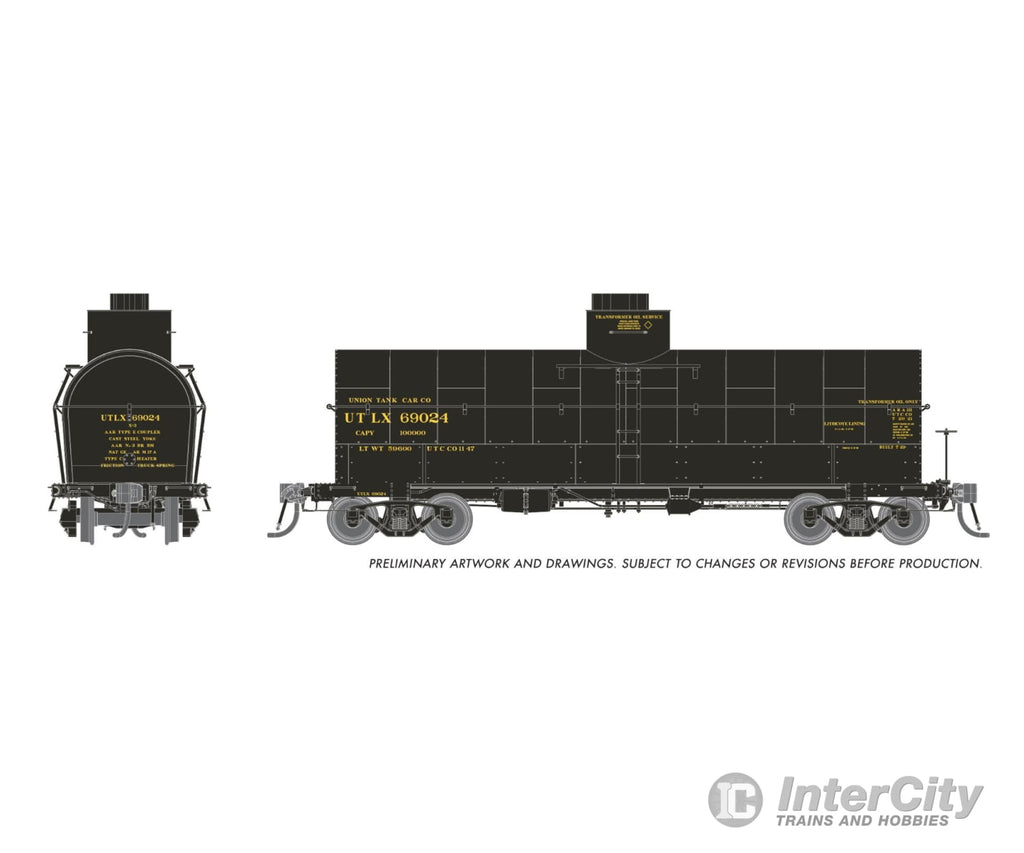 Rapido 159302A HO Union X-3 ’Breadbox’ Tankcar: UTLX - Early 1950s Scheme: Single Car Freight Cars