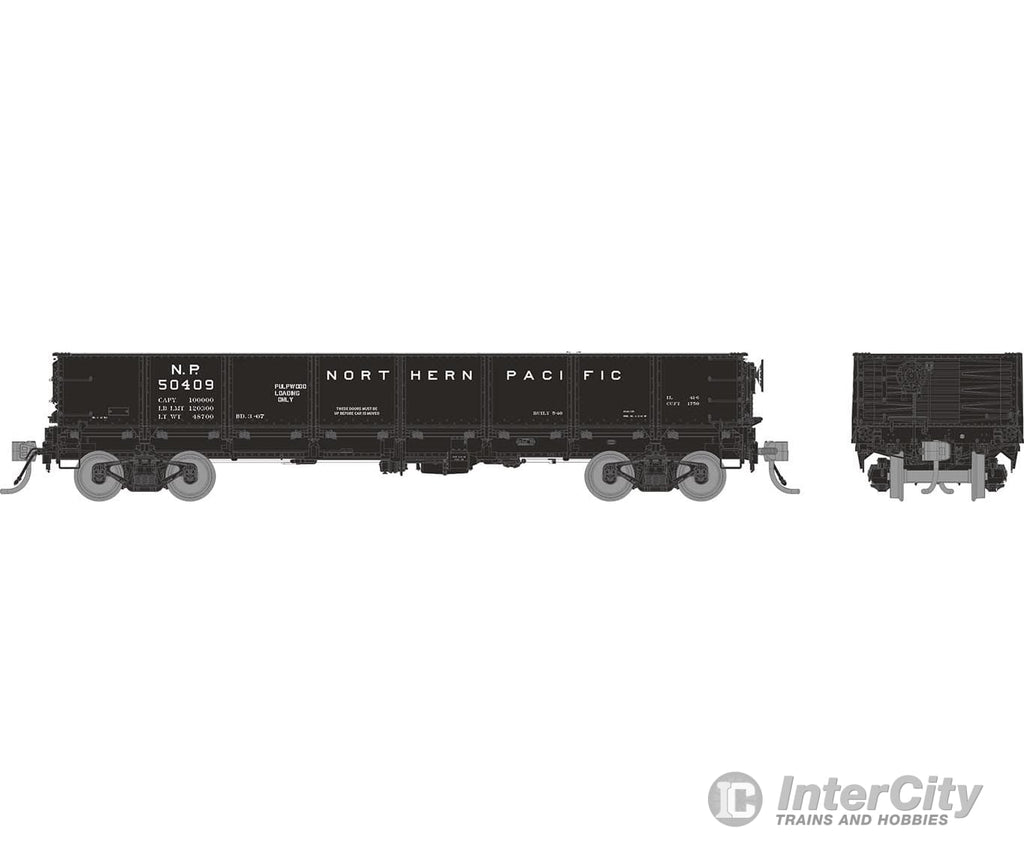 Rapido 163009A HO 40’ Drop Bottom Gondola: NP - Pulpwood - Single Car #1 Freight Cars