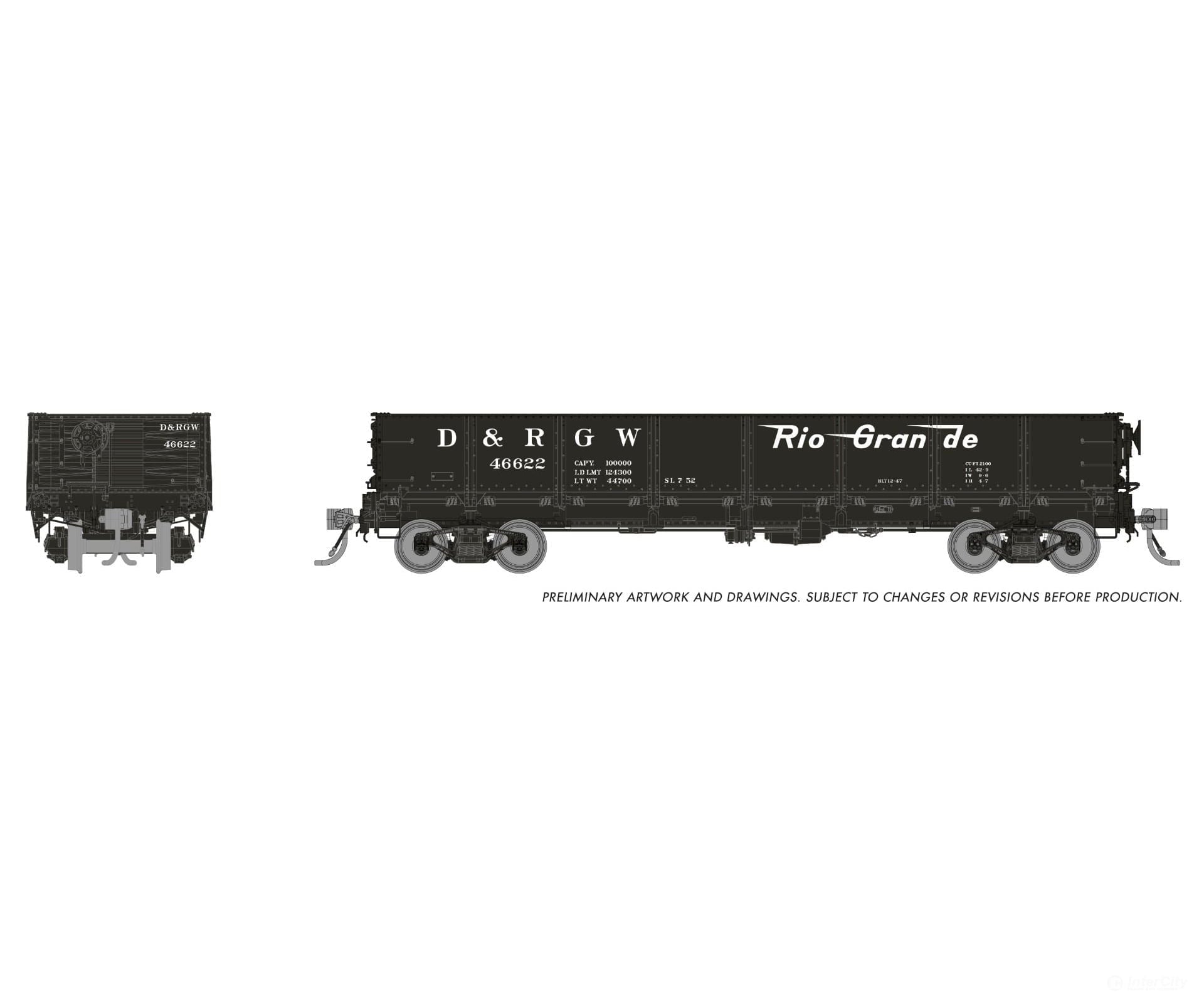Rapido 163013A HO 40’ Drop Bottom Gondola: Denver Rio Grande & Western: Single Car Freight Cars