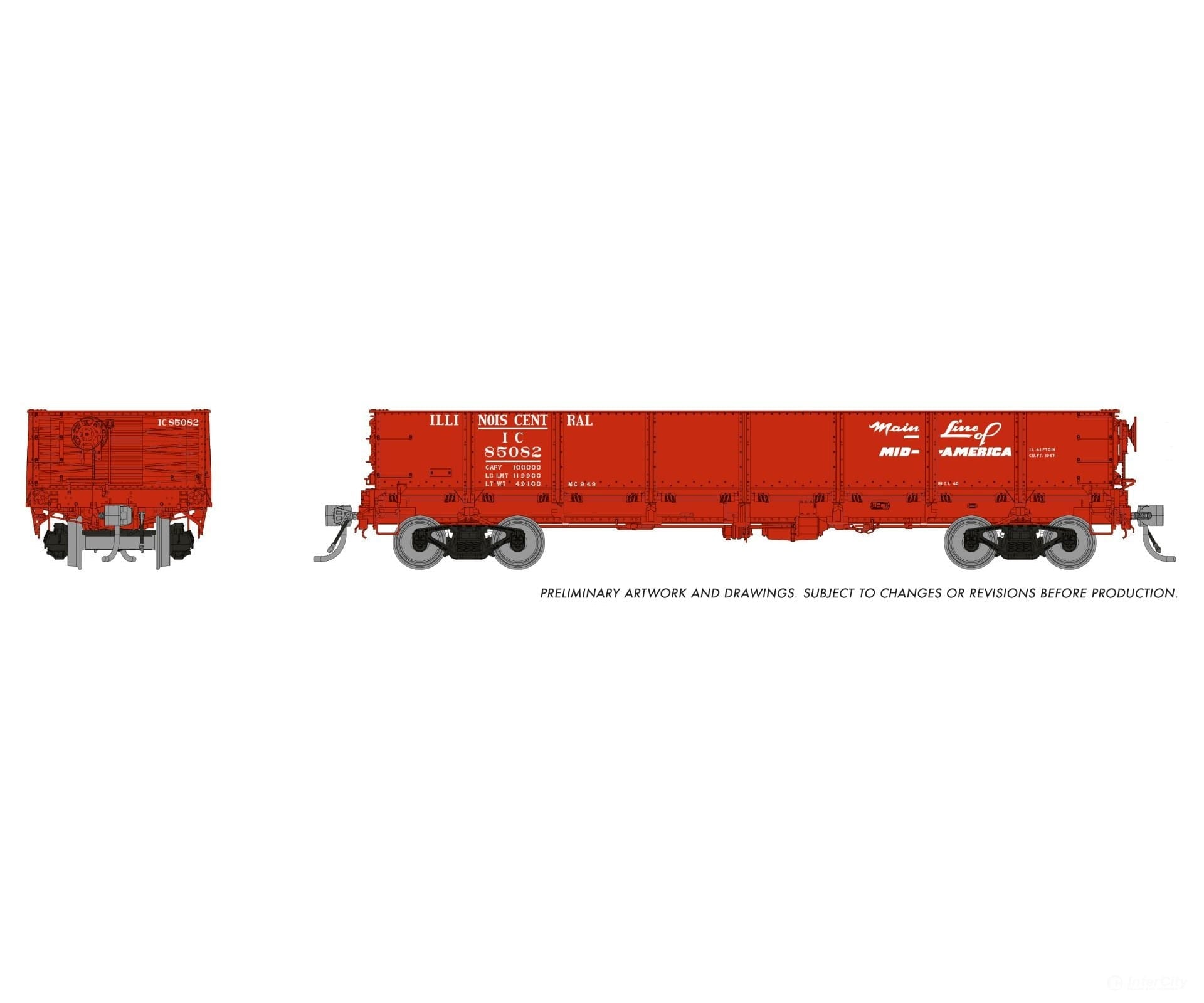 Rapido 163014 HO 40’ Drop Bottom Gondola: Illinois Central: 6-Pack Freight Cars