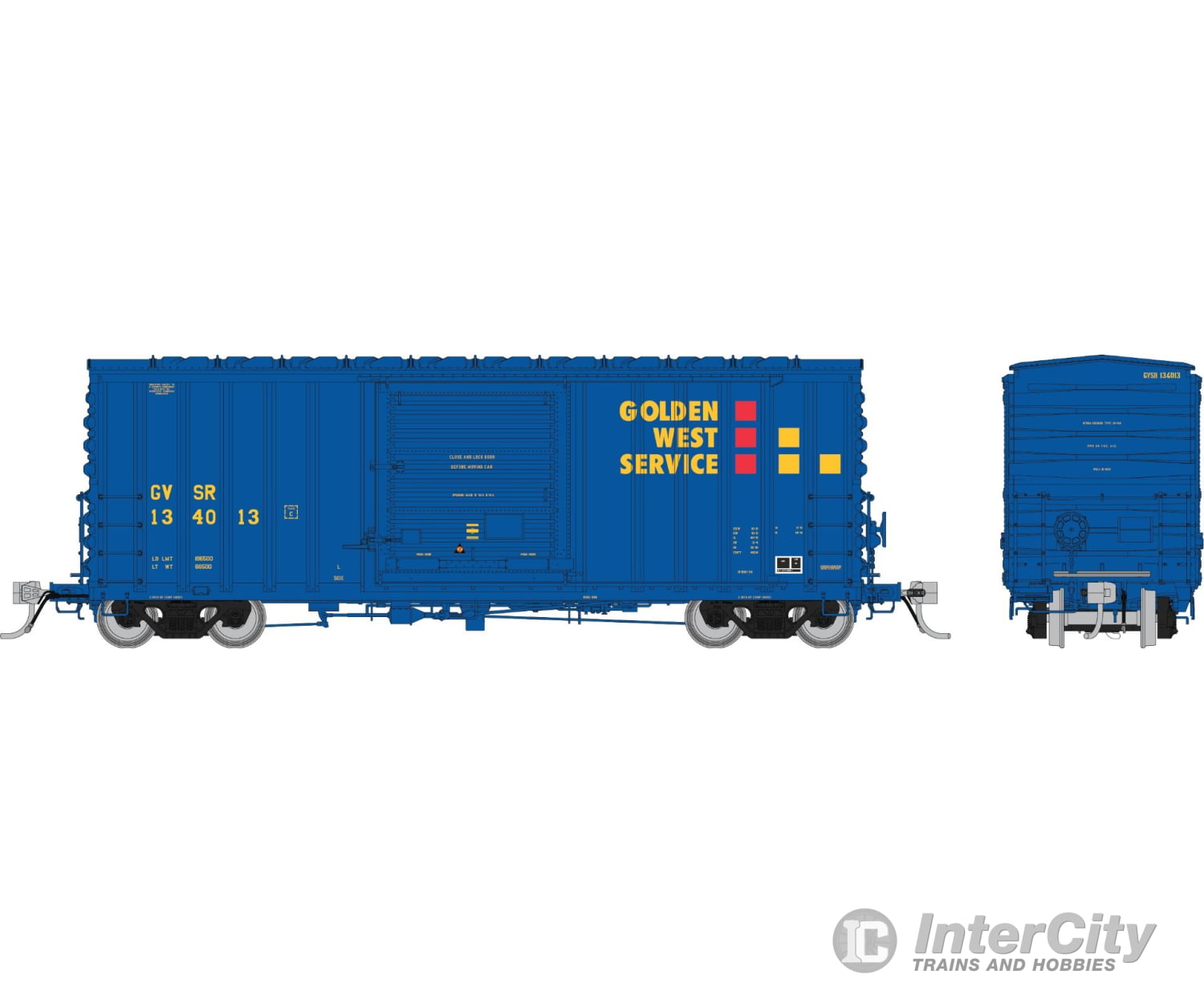 Rapido 164004A HO PC&F B-100-34 Boxcar: Golden West Service (GVSR): Single Car Freight Cars