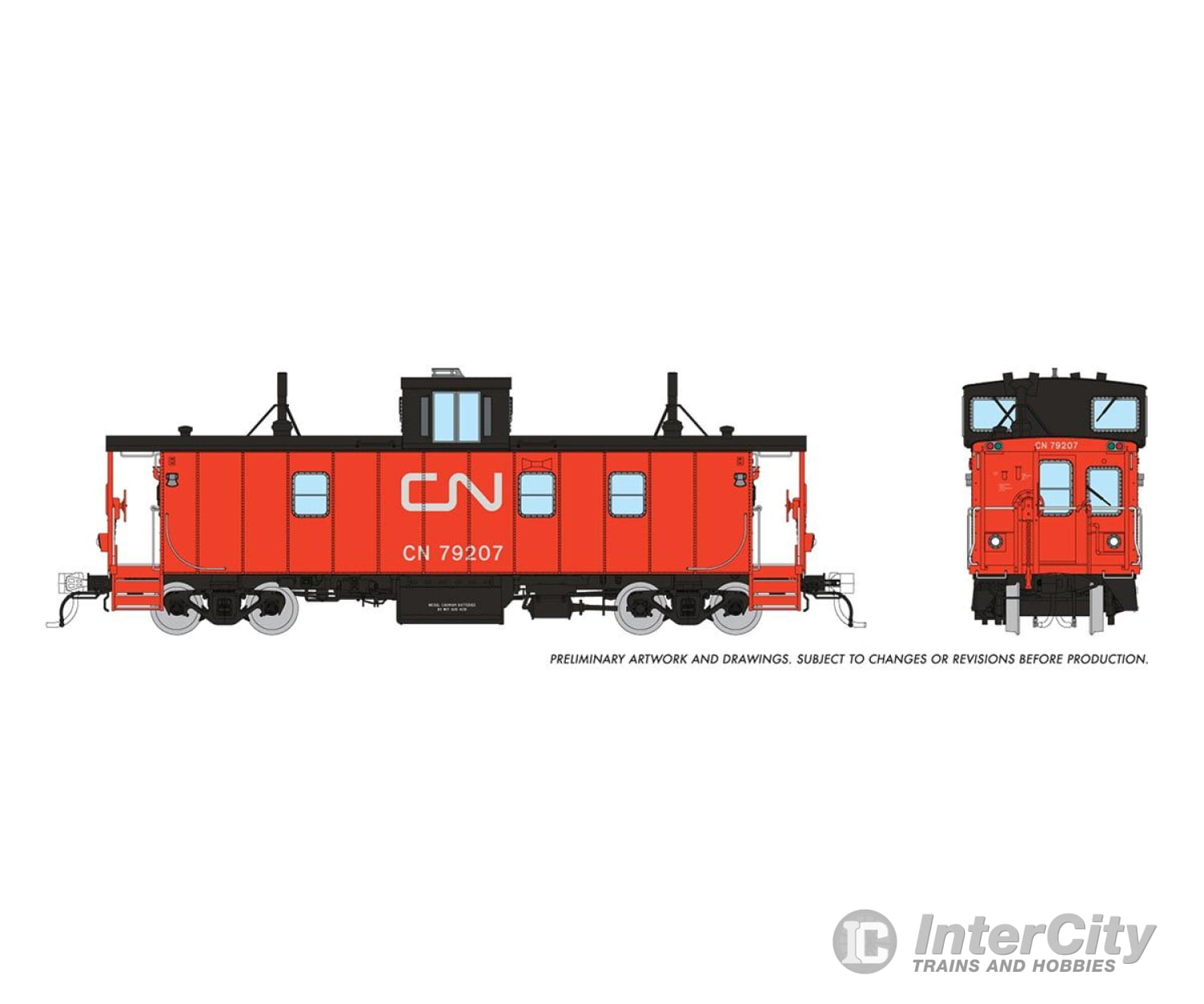 Rapido 166001 Ho Cn H-S Caboose: - As Delivered Red/Orange Steps: #79207 Freight Cars