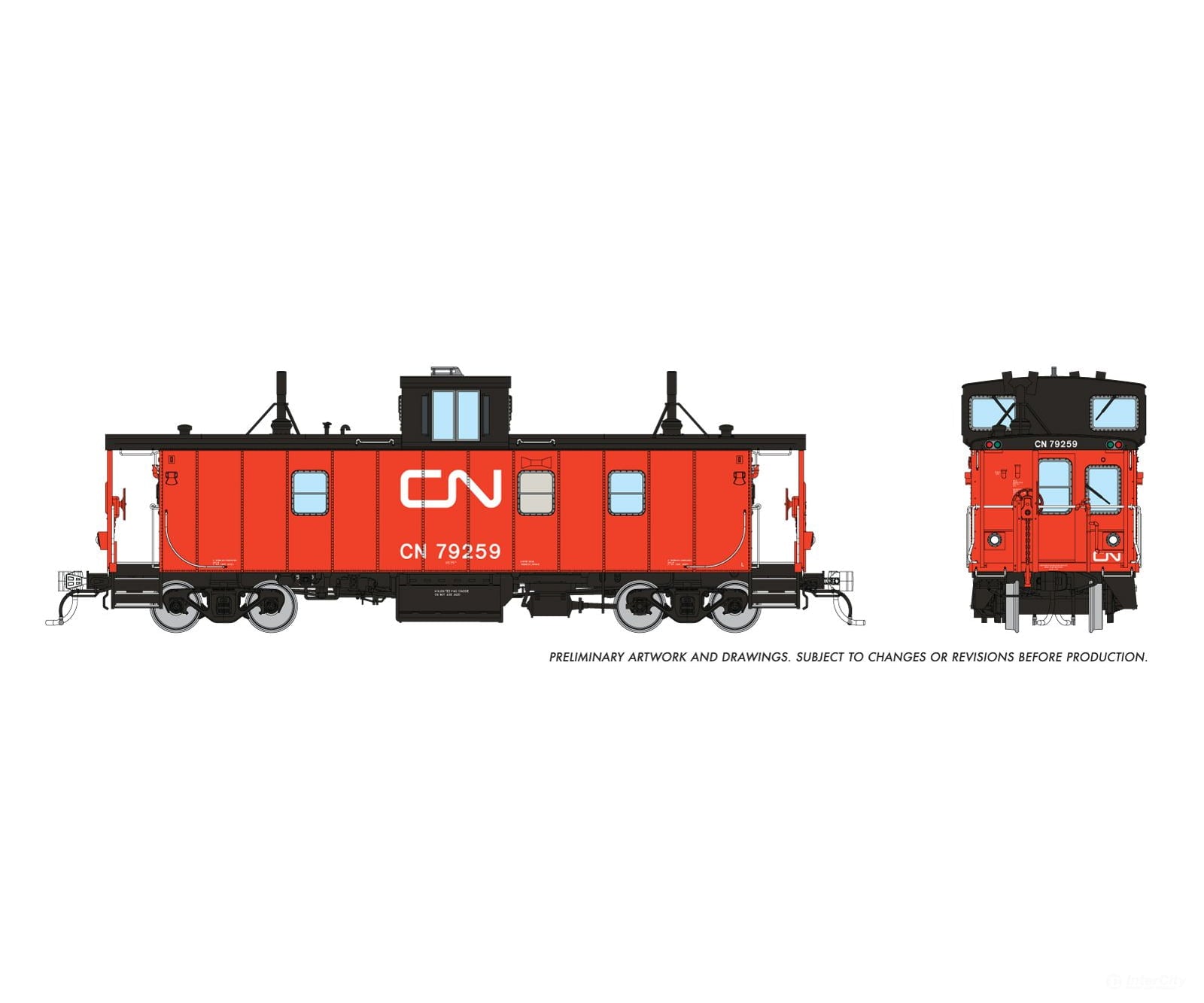 Rapido 166033 HO HS Caboose: CN - Late w/ Black Steps: #79259 - Freight Cars