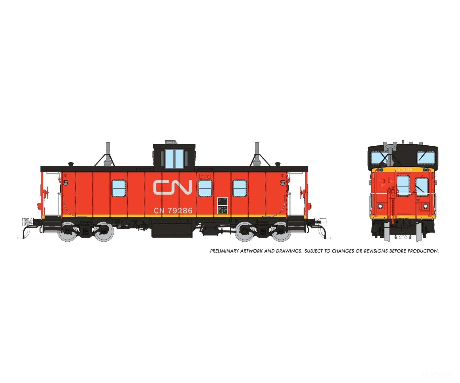 Rapido 166037 HO HS Caboose: CN - International Service: #79286 - Freight Cars
