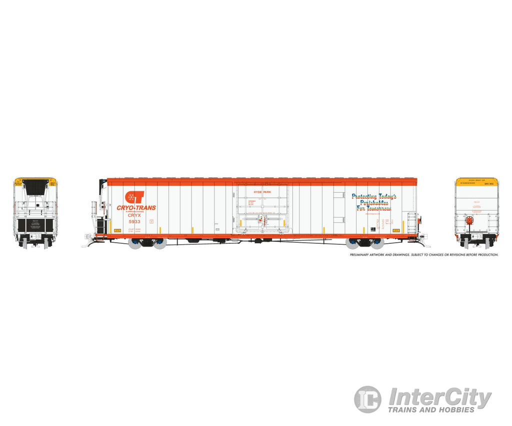 Rapido 167502-4 HO Greenbrier 7780cuft Reefer w/Sound: Cryo-Trans: #5933 Why Freight Cars
