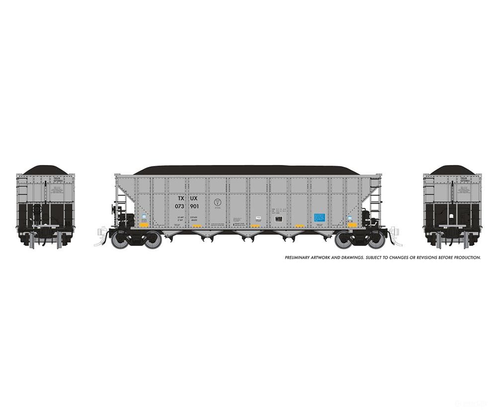 Rapido 169059 HO AutoFlood III Coal Hopper: TXUX: 6-Pack #2 Freight Cars