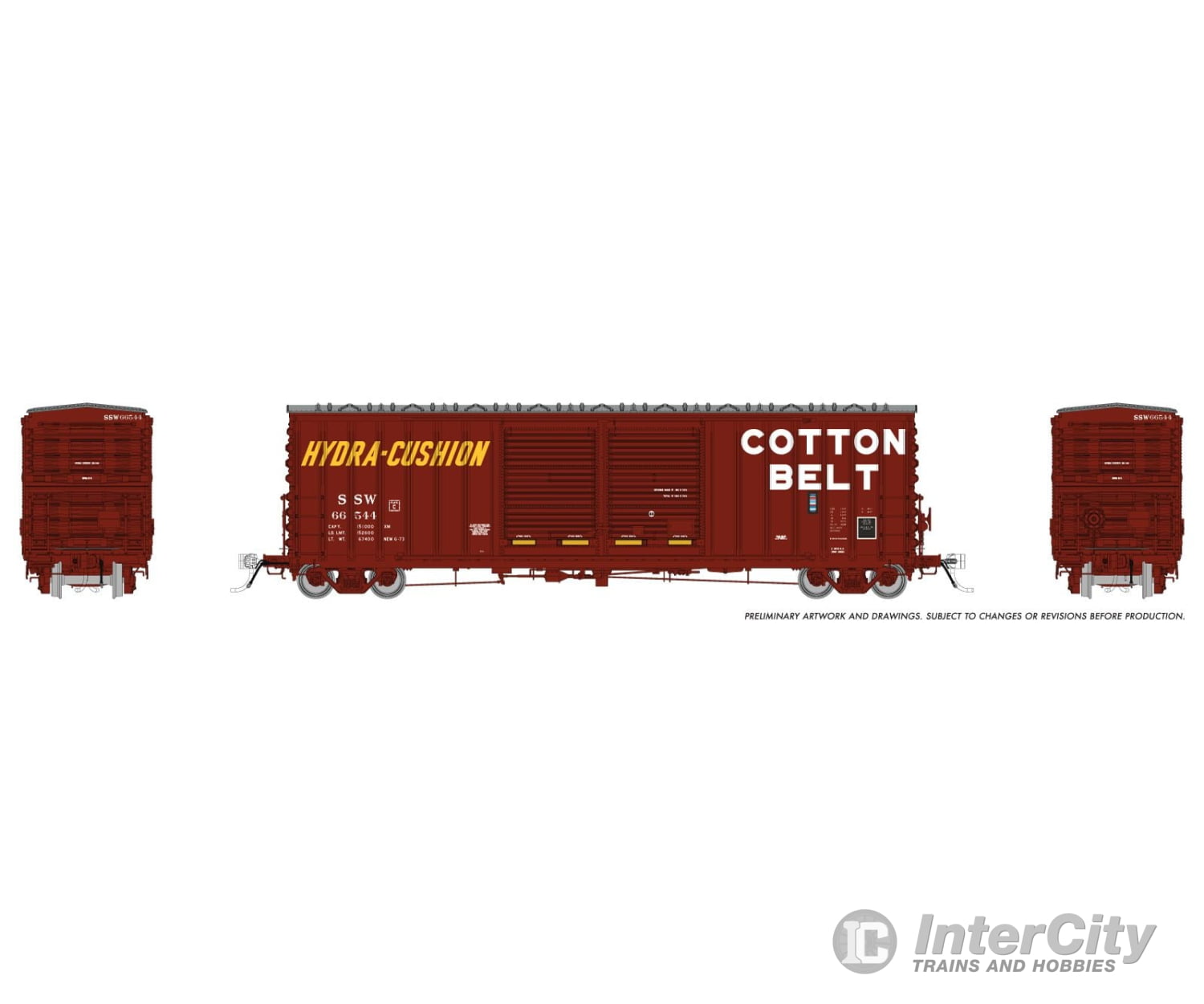 Rapido 170020 Ho Pc&F B-70-69 Boxcar: Ssw/Cotton Belt: 6-Pack #4 Freight Cars