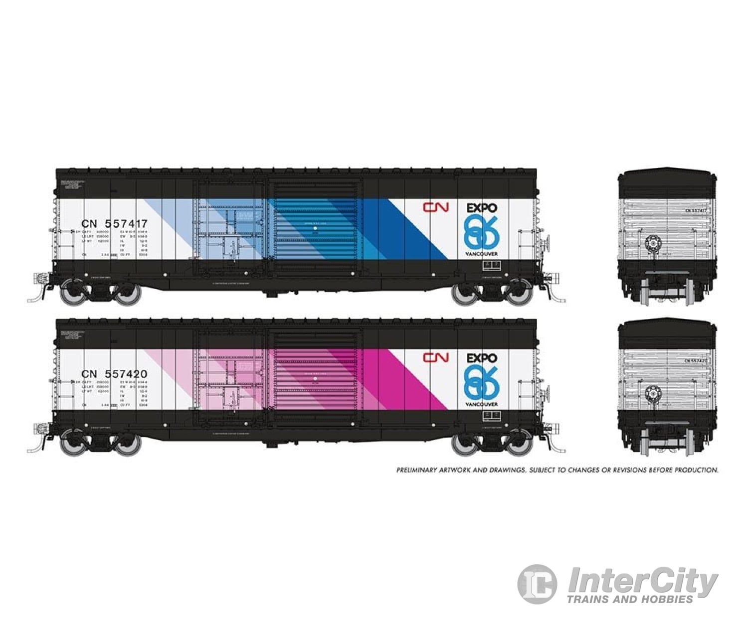 Rapido 173004 Ho Nsc 5304 Boxcar: Cn - Expo 86: 2-Pack Freight Cars