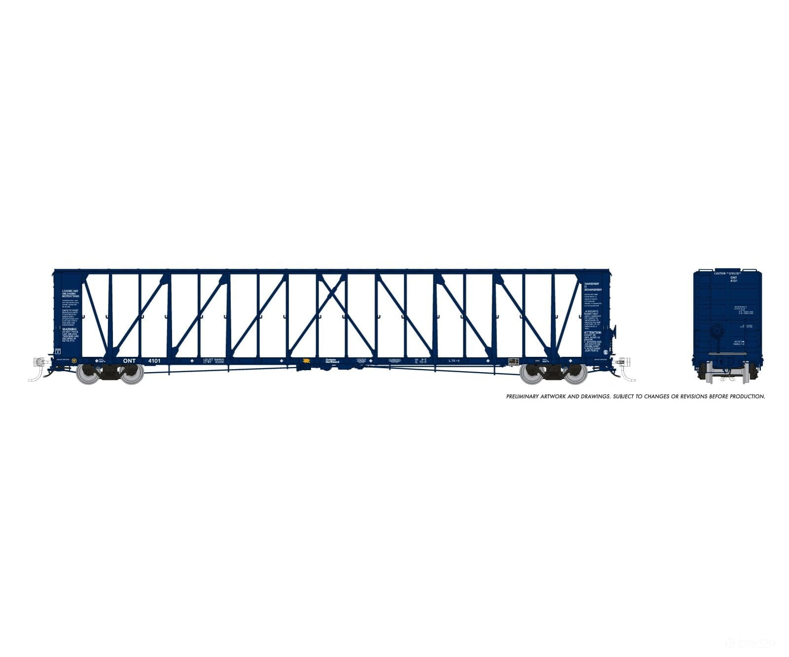 Rapido 174013A HO NSC Centerbeam Flatcar: Ontario Northland - Blue: Single Car Freight Cars