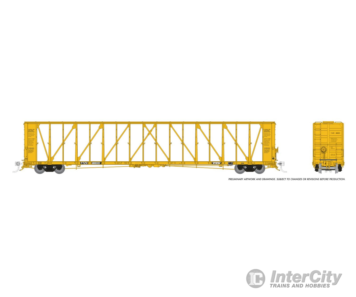 Rapido 174015A HO NSC Centerbeam Flatcar: Trailer Train (TTZX) - Late Flush Deck: Single Car Freight Cars