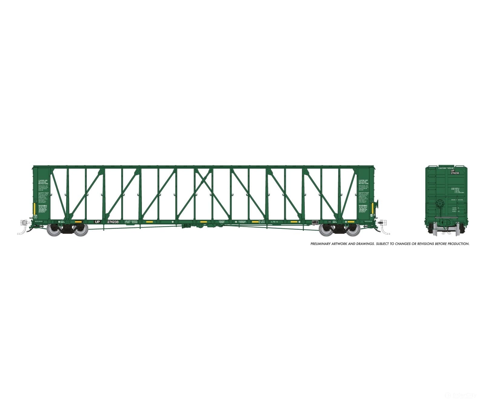 Rapido 174016A HO NSC Centerbeam Flatcar: Union Pacific - Red Patchout: Single Car Freight Cars