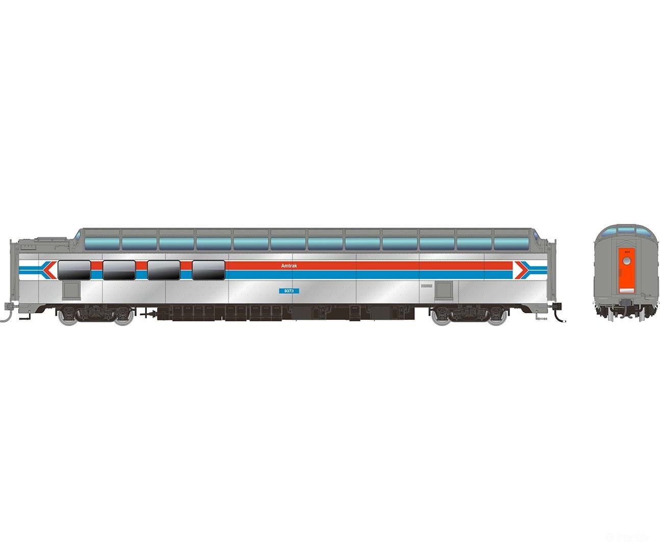 Rapido 175013 Ho Sp Dome-Lounge W/Flat Sides: Amtrak - Phase 1: #9373 Passenger Cars