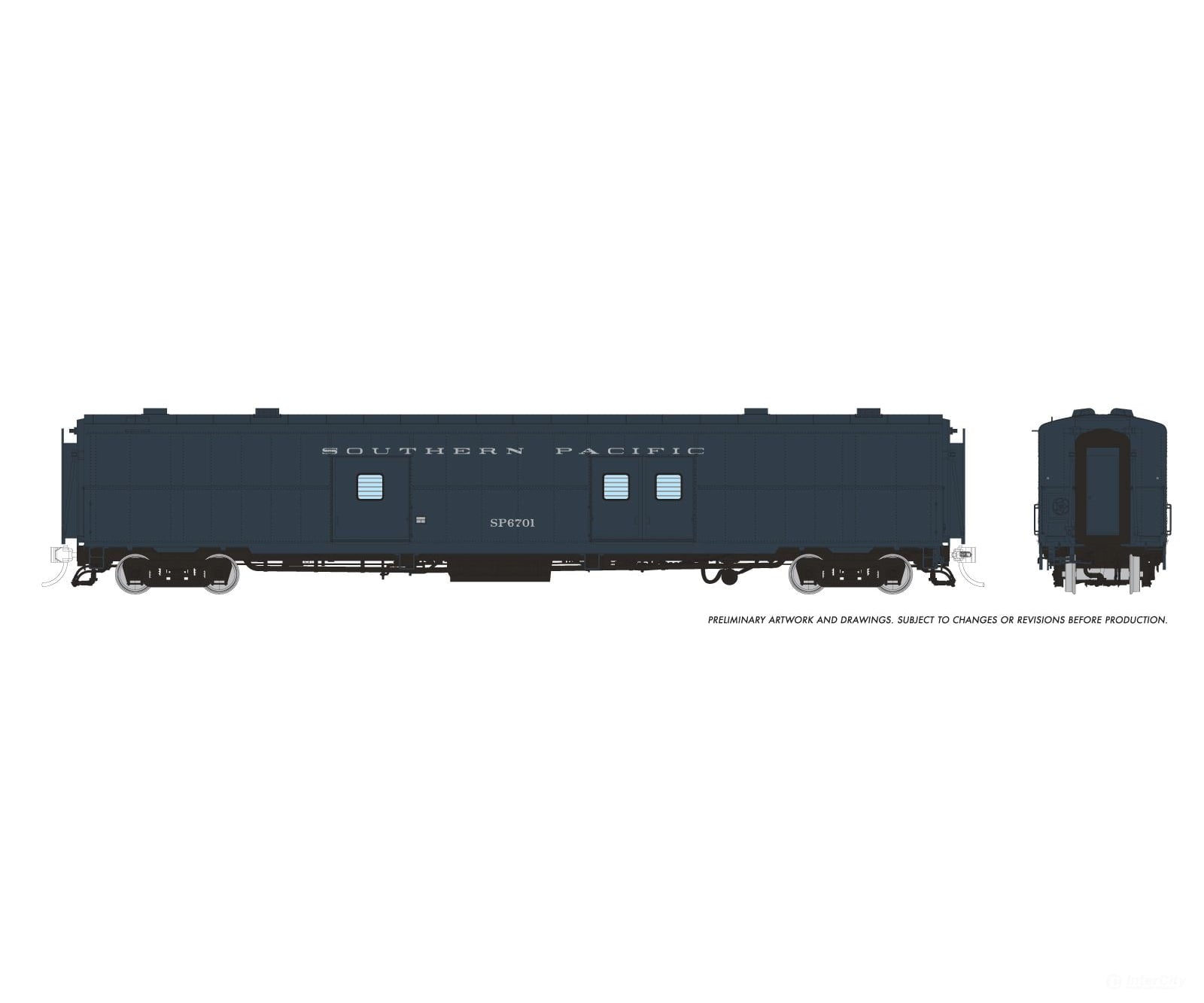 Rapido 176008 HO PC&F Econo Baggage: Southern Pacific Baggage/Express - Early Doors: #6726 Passenger Cars