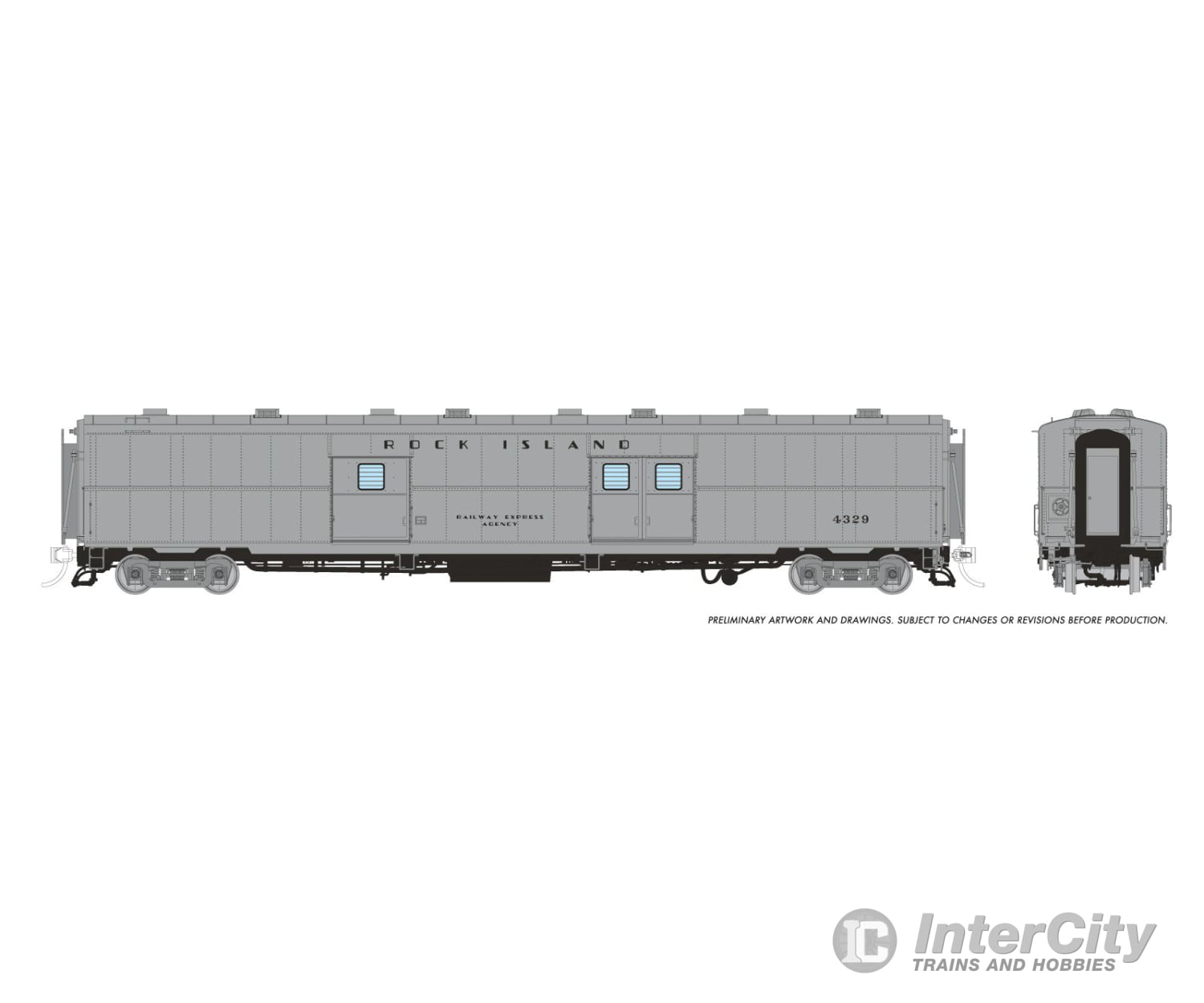 Rapido 176028 HO PC&F Econo Baggage: Rock Island: #4390 Passenger Cars
