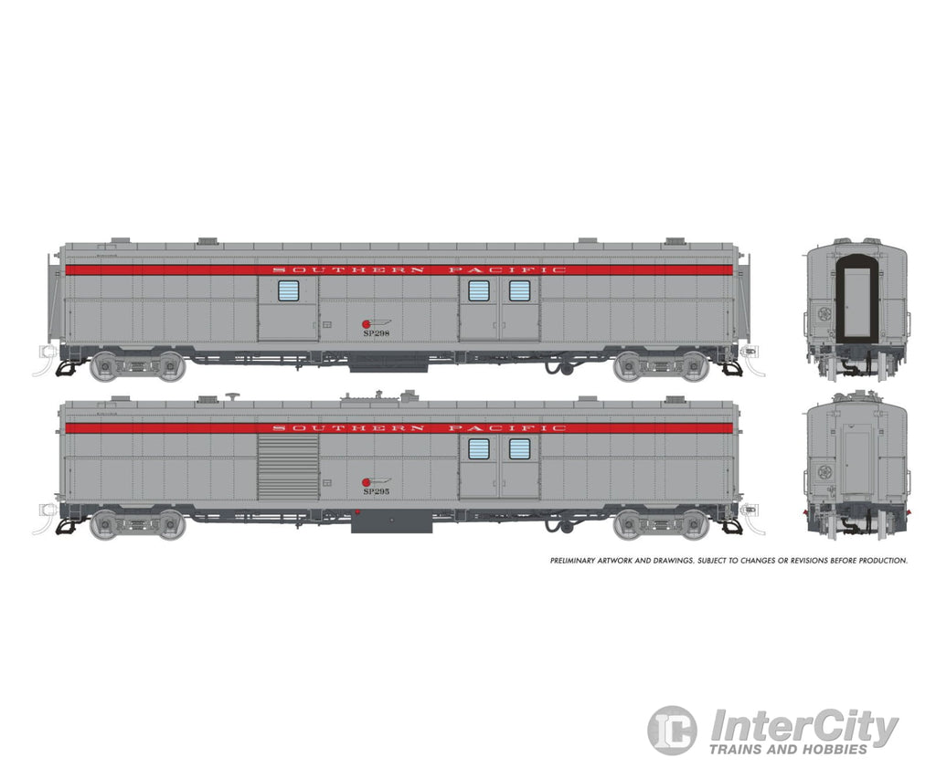 Rapido 176029 HO Business Set: Econo Baggage + Power Car w/ Snd - Scarlet Stripe: #298 + 295 Passenger Cars