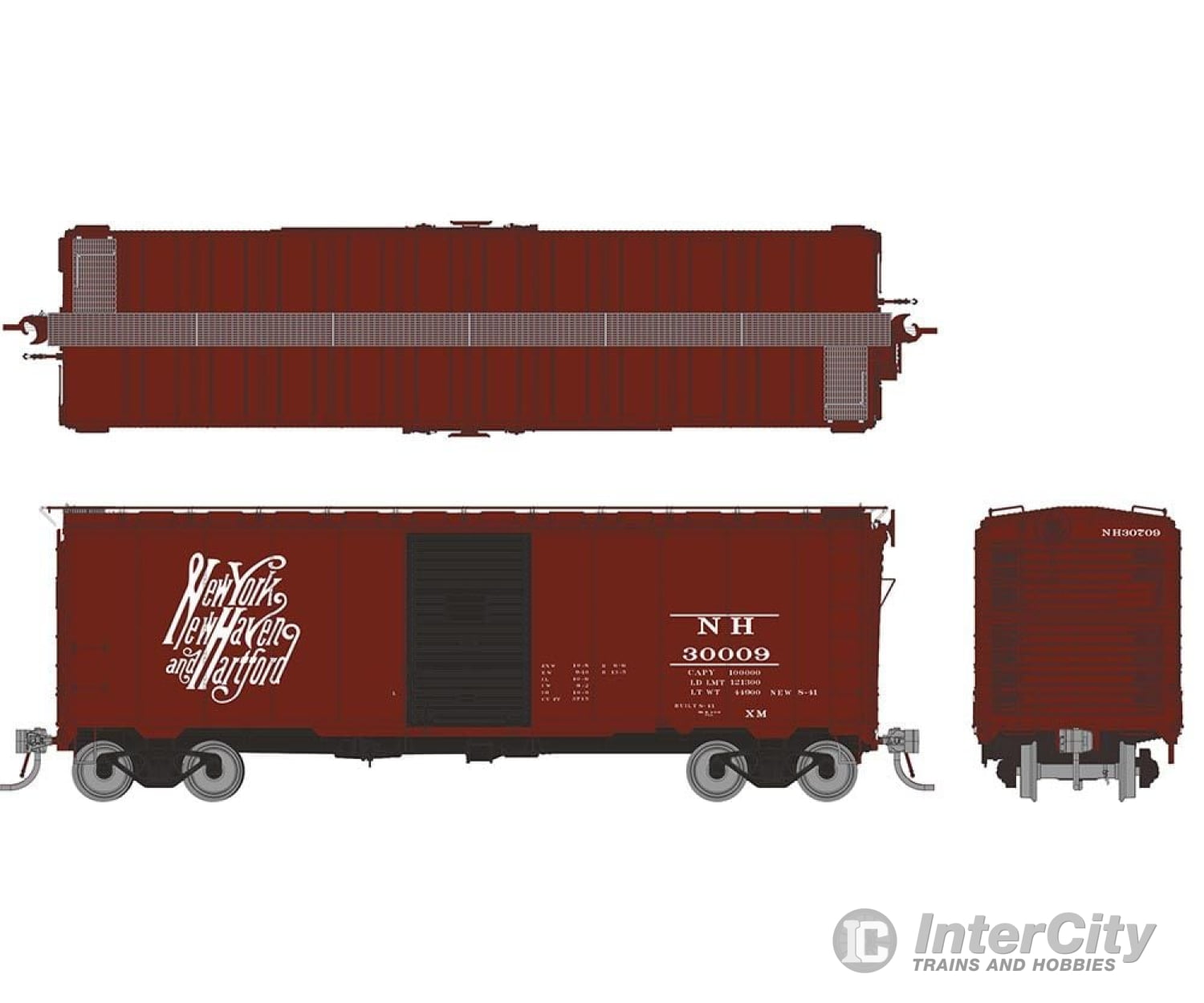 Rapido 181005A HO 1937 AAR 40’ Boxcar - Round corner: NH - Script: Single Car Freight Cars