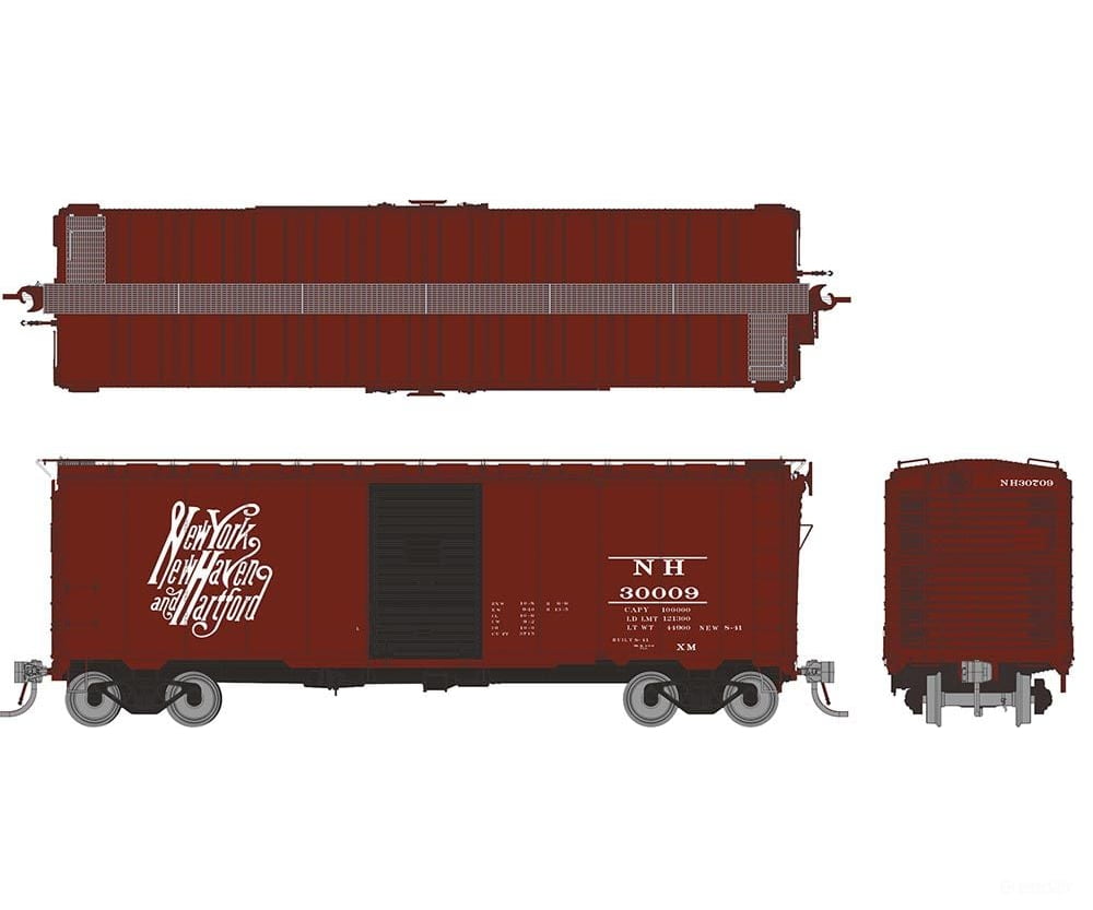 Rapido 181005A HO 1937 AAR 40’ Boxcar - Round corner: NH - Script: Single Car Freight Cars