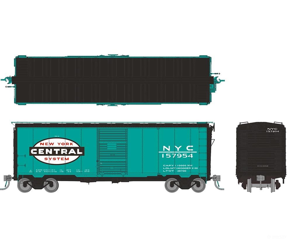 Rapido 181007 HO 1937 AAR 40’ Boxcar - Round corner: NYC - Green: 6-Pack Freight Cars