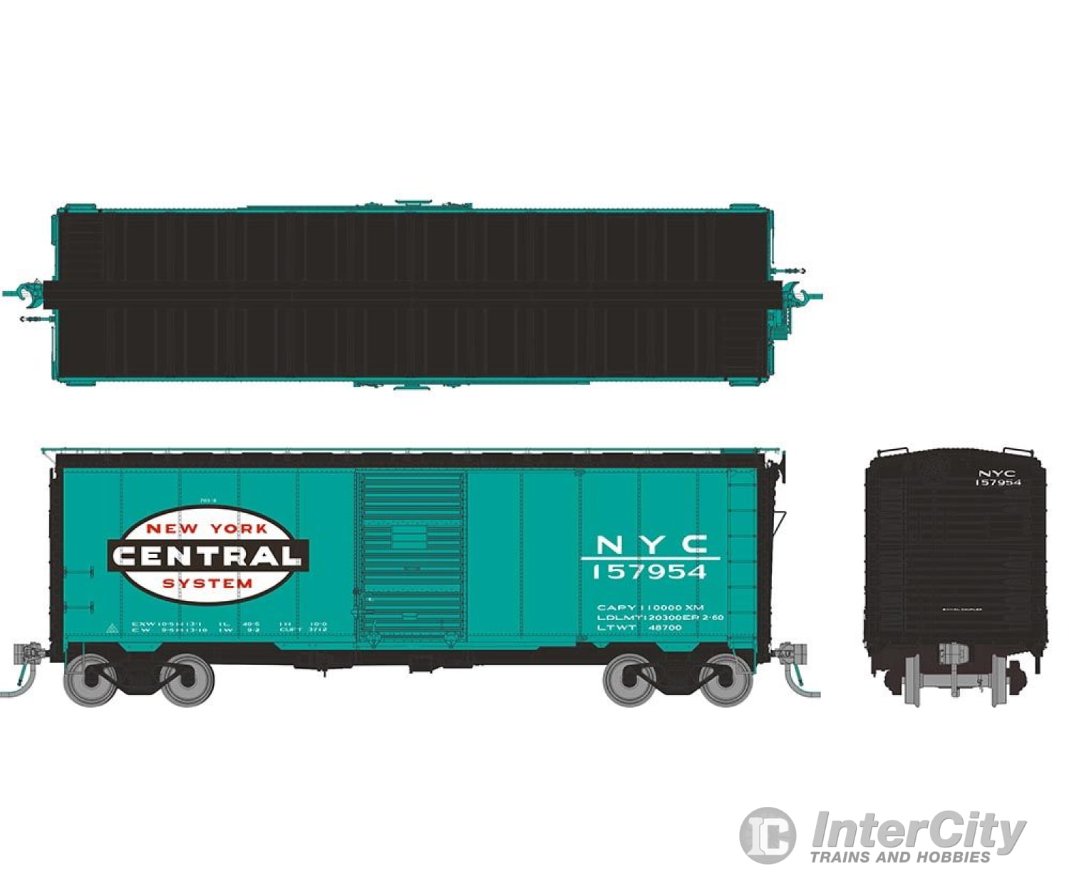 Rapido 181007A HO 1937 AAR 40’ Boxcar - Round corner: NYC - Green: Single Car Freight Cars