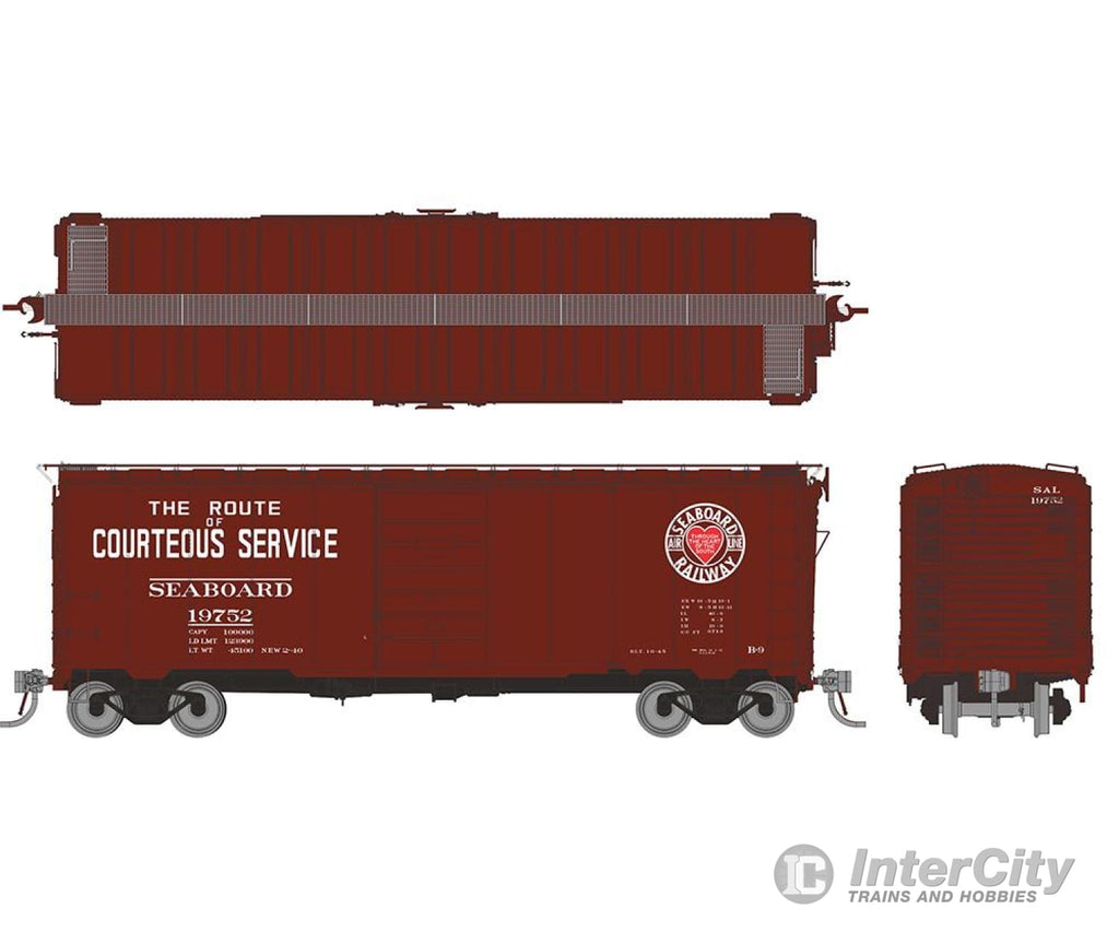 Rapido 181008A HO 1937 AAR 40’ Boxcar - Round corner: Seaboard: Single Car Freight Cars